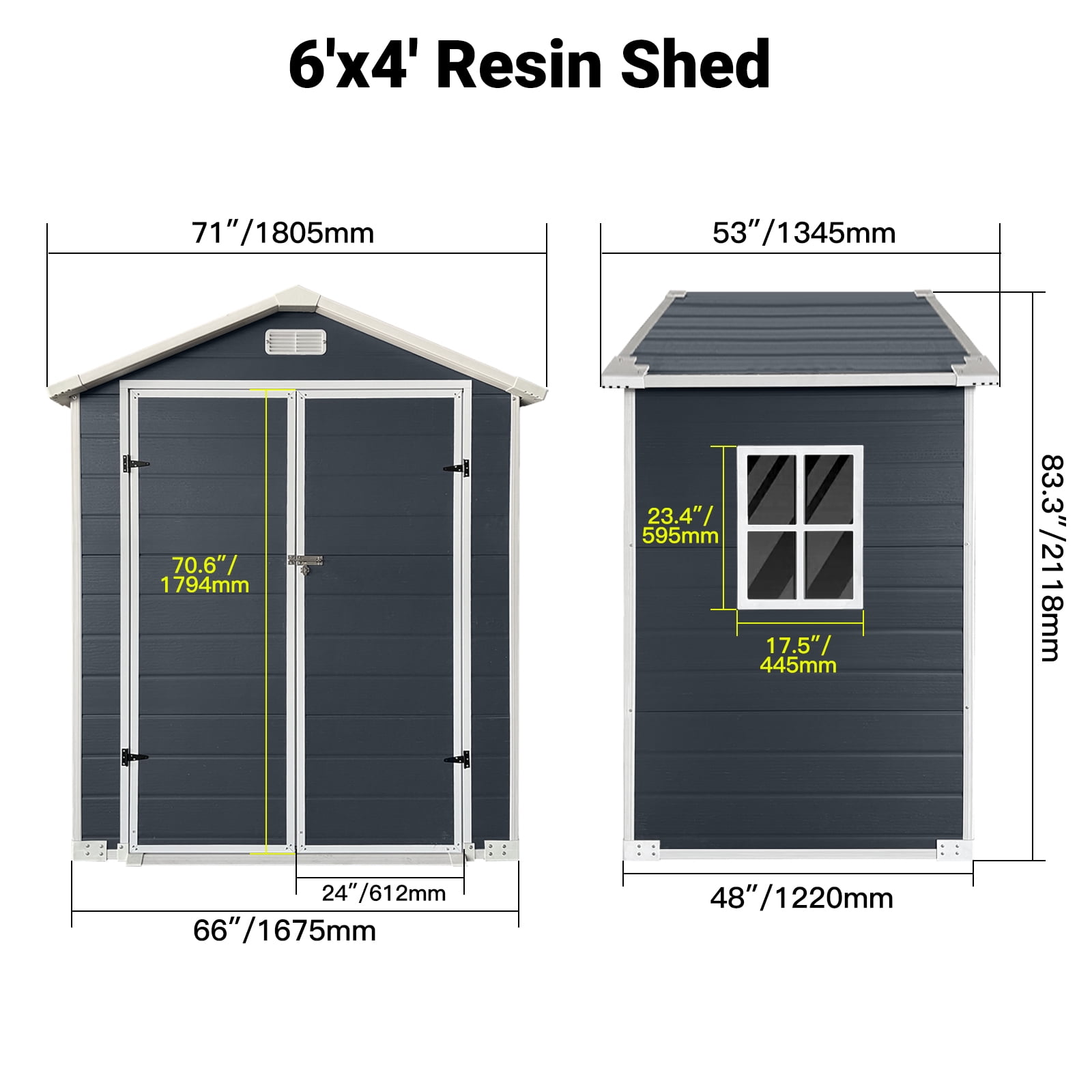 Olurrisa Outdoor Garden Storage Shed with Floor and Lockable Door (Cold Grey, 6 ft x 4 ft) ysiik