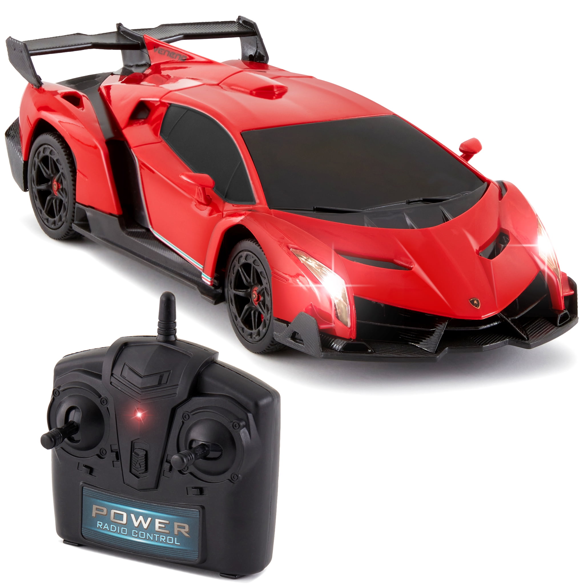Best Choice Products 1/24 Scale RC Lamborghini Veneno Sport Racing Car (Red, 8 in x 3.25 in x 2 in) f83ij