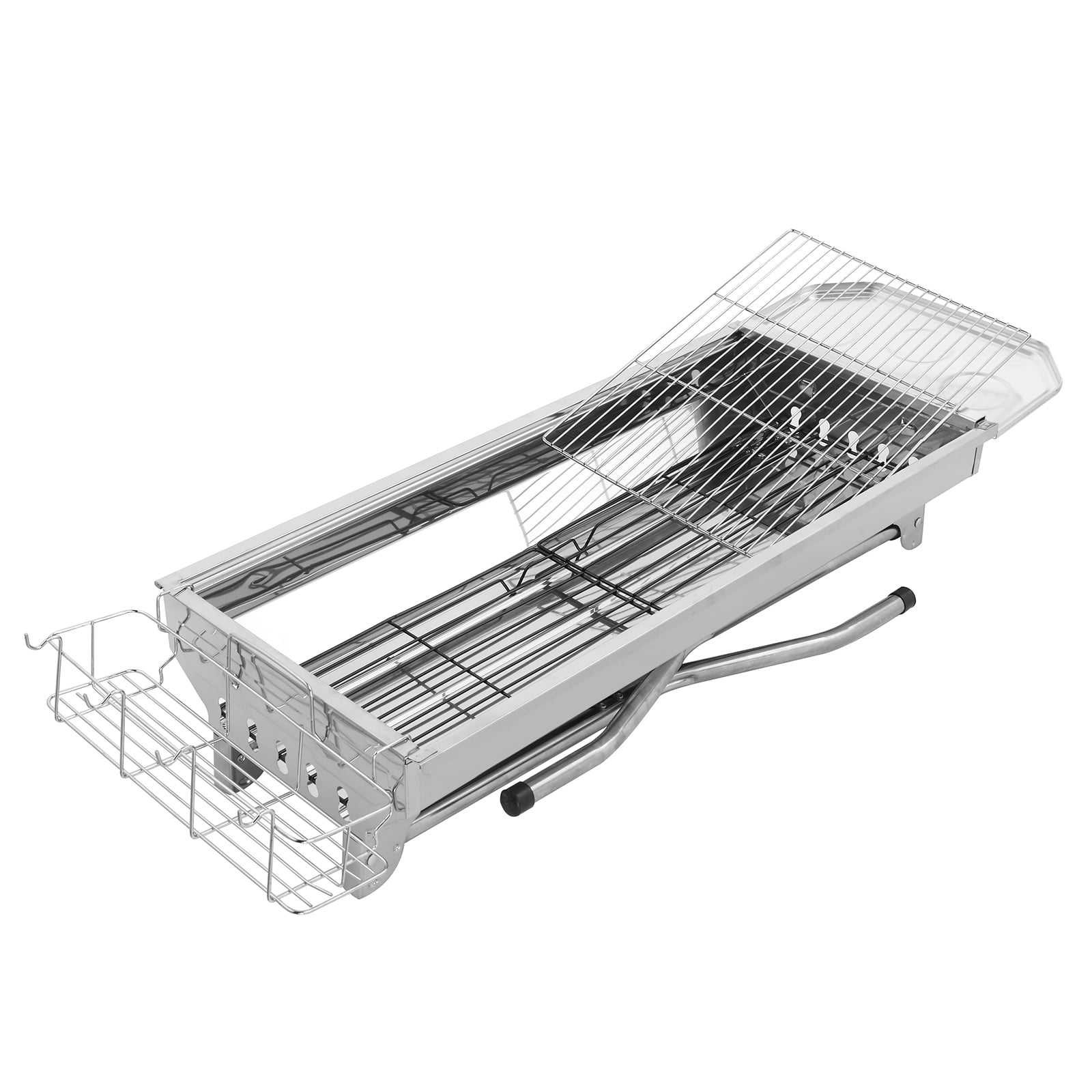 UBesGoo Portable Charcoal BBQ Grill, Heavy-Duty Stainless Steel Foldable Camping Grill (Silver, 39 in) t4a4c