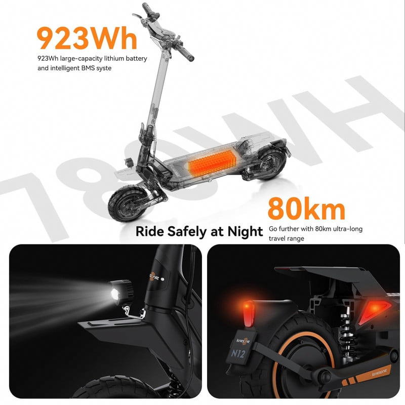 KINGSONG N12T3 Electric Scooter for Adults, Powerful 3000W Motor, Dual Suspension, Foldable Design (Black, 10 in) rabg2
