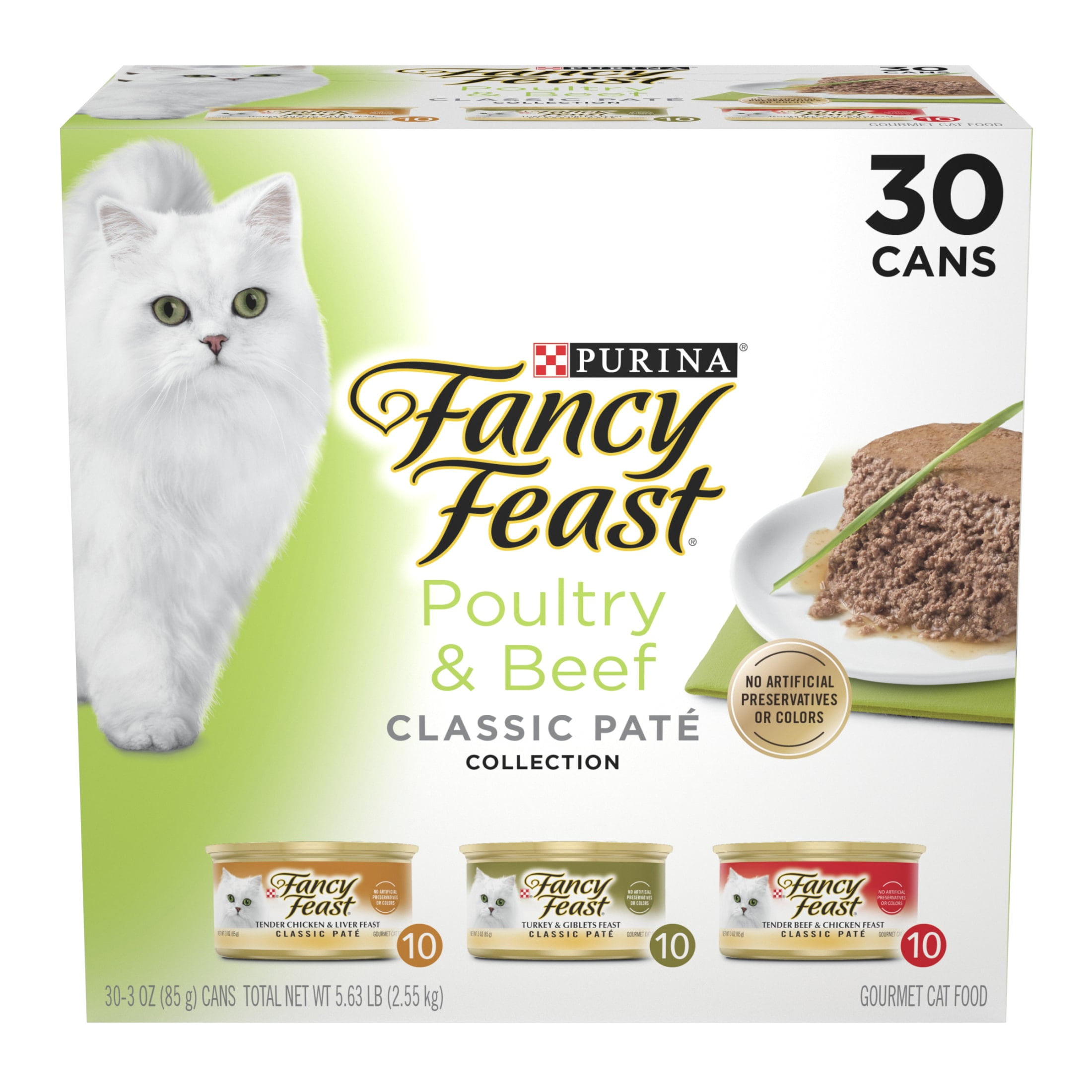 Fancy Feast Classic Pate Wet Cat Food Poultry & Beef Variety Pack (30 Pack, 3 oz) 8uc3v