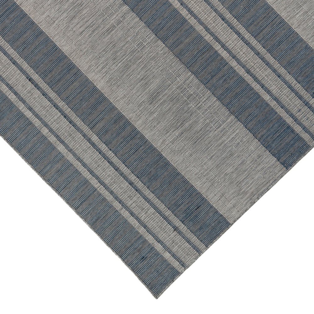 HomeRoots Striped Indoor Outdoor Area Rug Stain Resistant Durable Polypropylene (Blue and Gray, 8 ft x 10 ft) elv7z