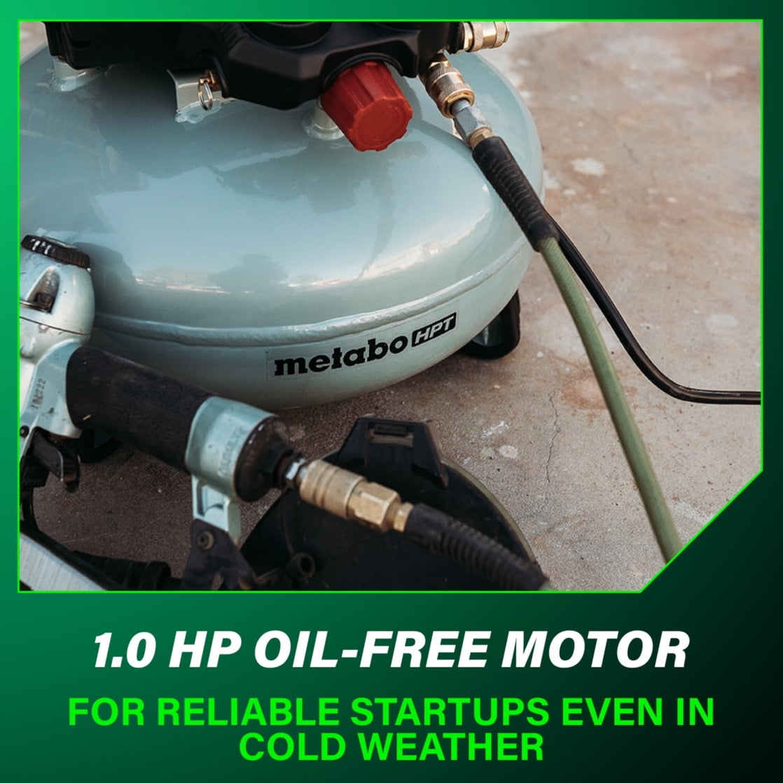 Metabo HPT Pancake Air Compressor, Oil-Free High-Efficiency Motor (6 Gallon) 2falj