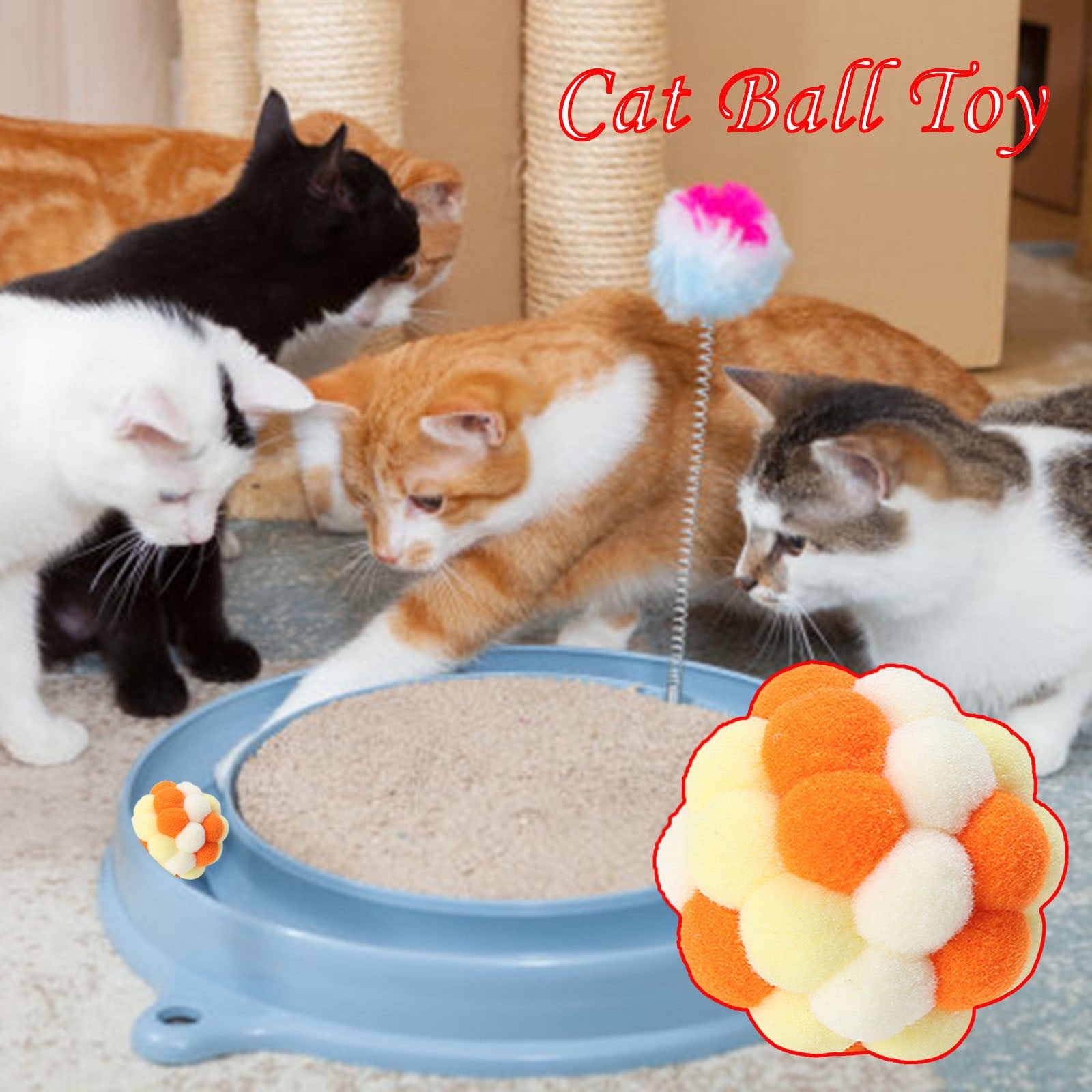 ACCEORR Interactive Cat Toy Plush Balls with Sound (Multi-Color, 2 in) l53pj