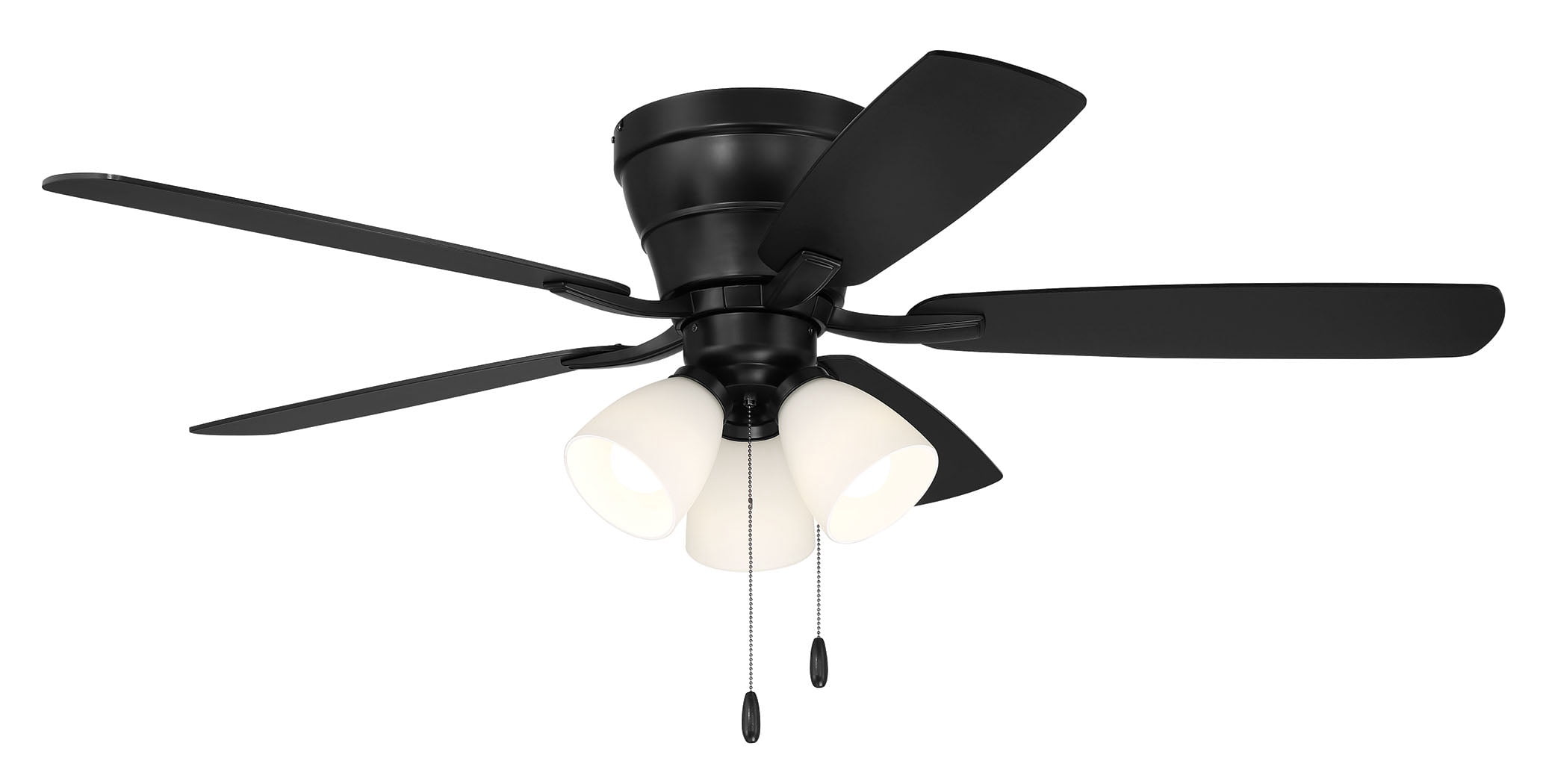 Craftmade Wheeler 5-Blade Flush Mount Ceiling Fan with Integrated Light (Flat Black, 52 in) xr8mh