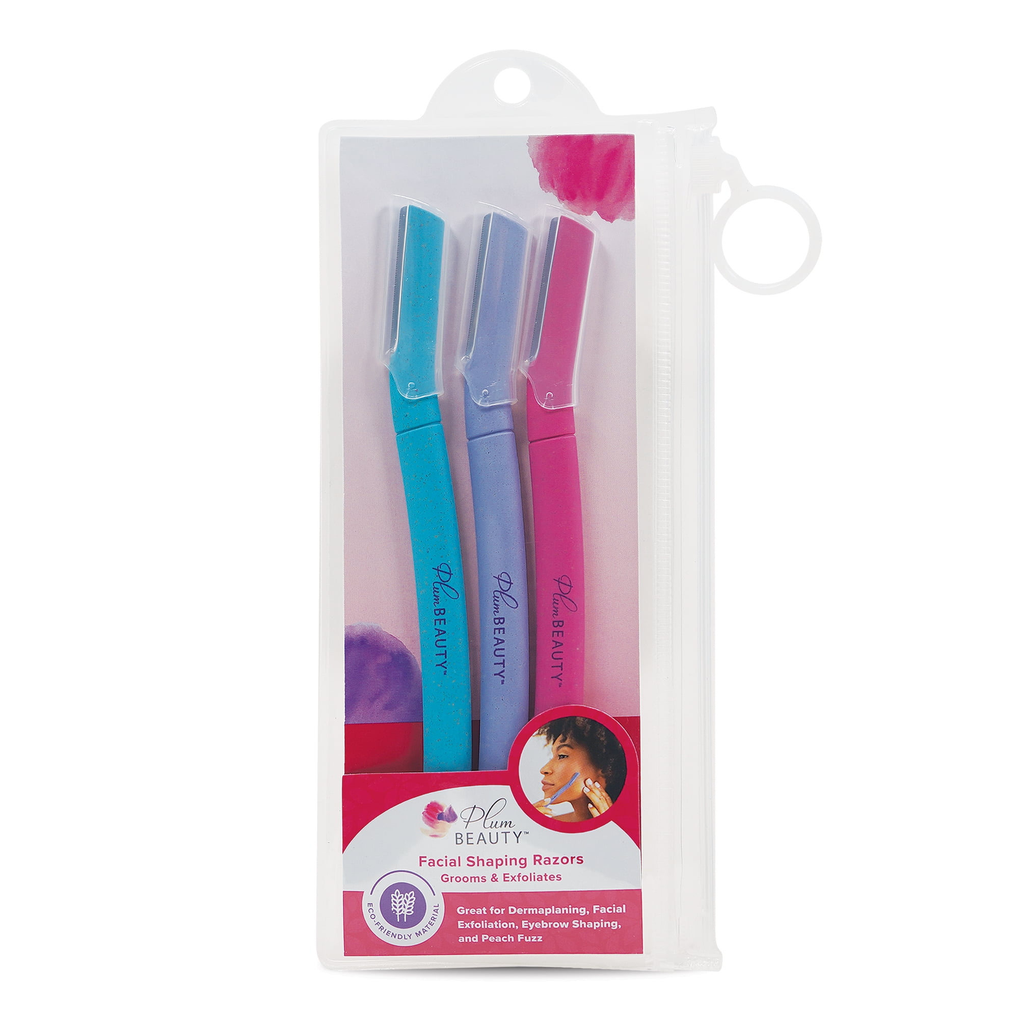 Plum Beauty Facial Shaping Razors, Dermaplaning Tool for Smooth Skin and Hair Removal (3 Count) 4x9ja