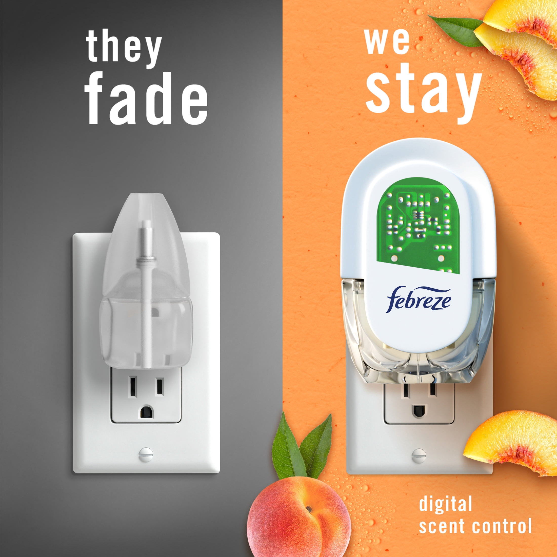 Febreze Fade Defy PLUG Air Freshener Scented Oil Refill, Juicy Peaches (2 Count) dzk2p