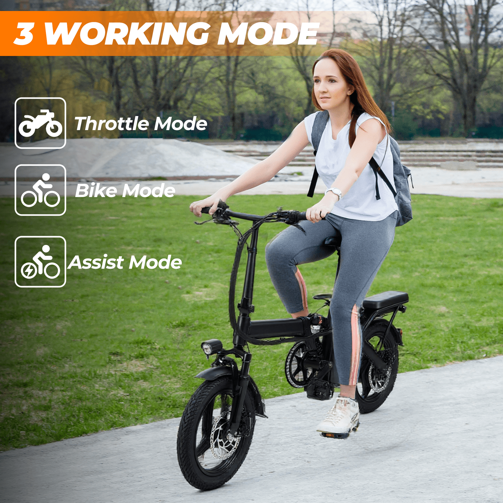 Kunyun T5 Electric Bike 48V 750W Folding Commuter Bicycle with Dual Disc Brakes (Black, 14 in) tc4q2