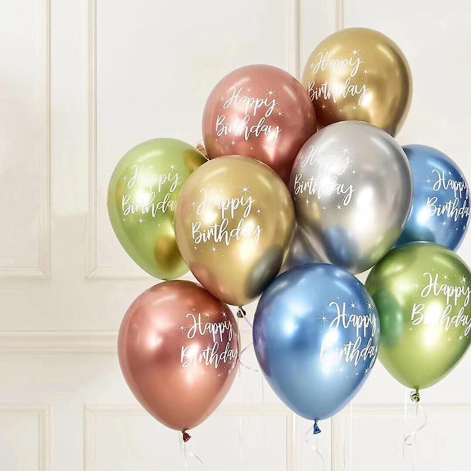 YSTDHL Happy Birthday Metallic Latex Balloons Party Decorations (Multicolor, 20 Pack, 12 in) vgerd
