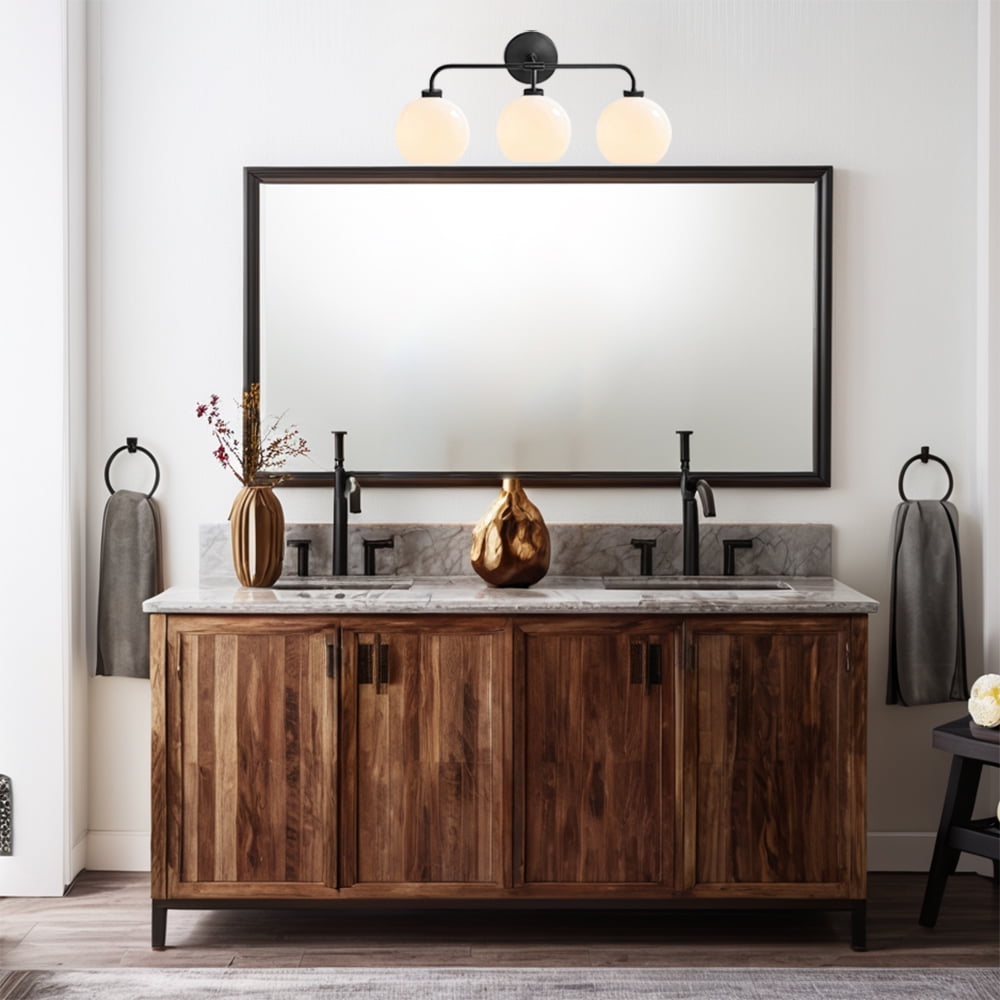 Modern Lighting Triple Globe Bathroom Vanity Sconce (Matte Black, 22 in) yalen