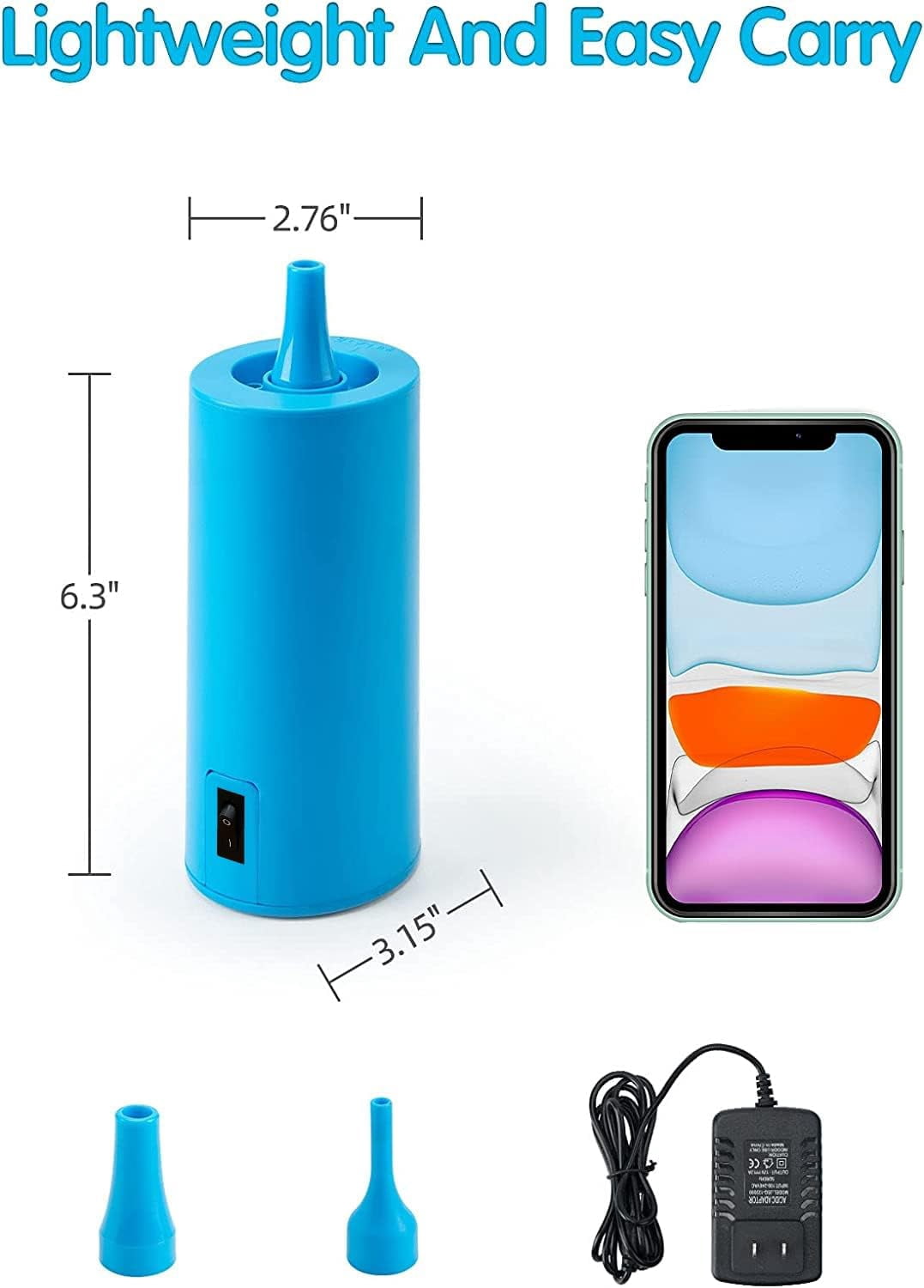 Generic Electric Balloon Air Pump Portable Inflator for 260 Animal and Foil Balloons (Sky Blue, 1 Pack) vsd4e