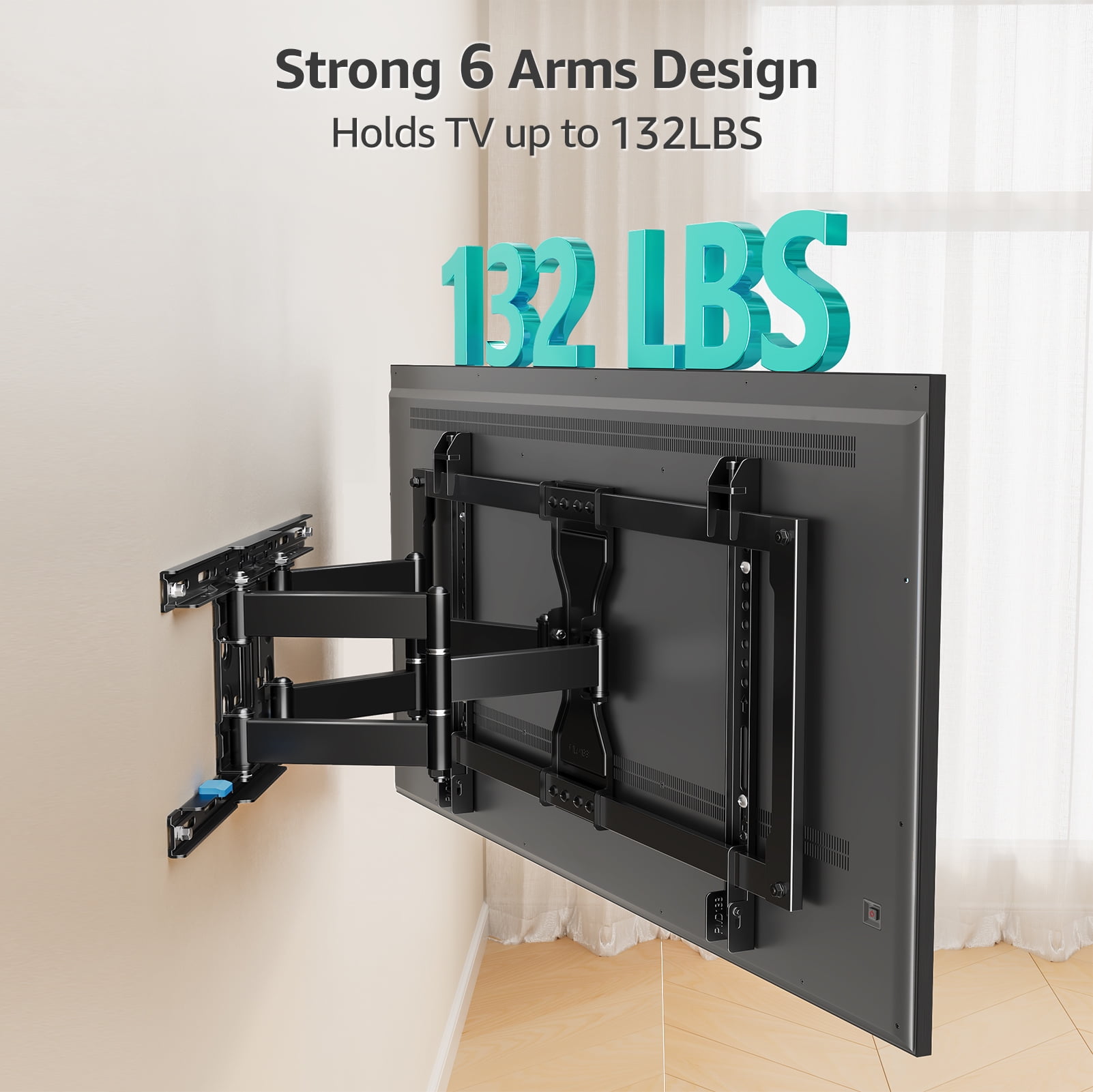 Mount Pro Heavy Duty Full Motion TV Wall Mount for 37-90 Inch Screens (Black, 132 lb) bbvuc
