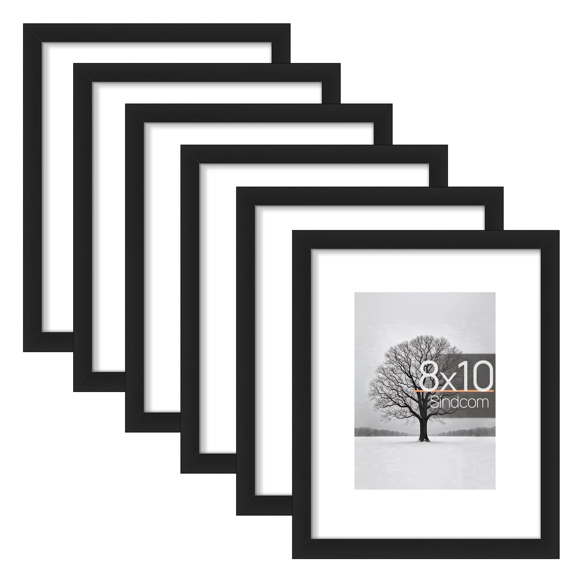 Sindcom 6 Pack Picture Frames for Wall Gallery Display (Black, 8x10 in) x32ak