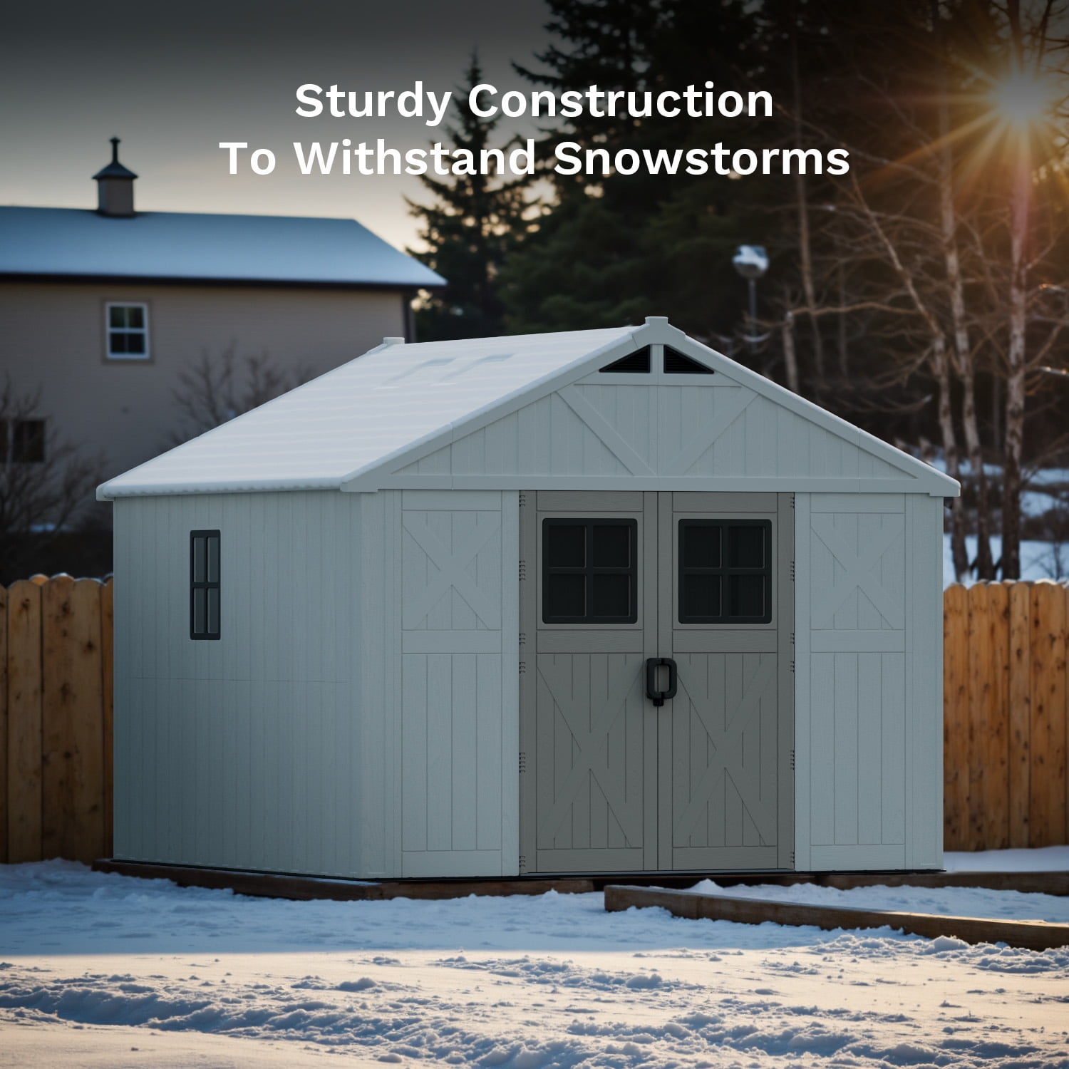 Patiowell 10x10ft Resin Garden Shed with Skylight and Lock, Weatherproof Outdoor Storage for Tools and Equipment (Beige) ijljf