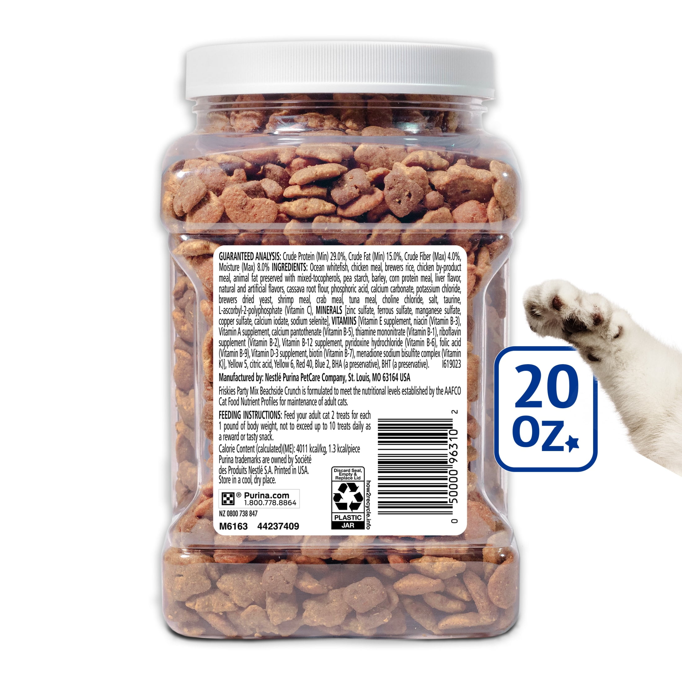 Friskies Party Mix Beachside Crunch Cat Treats (Seafood Medley, 3 Pack, 20 oz) oaslr