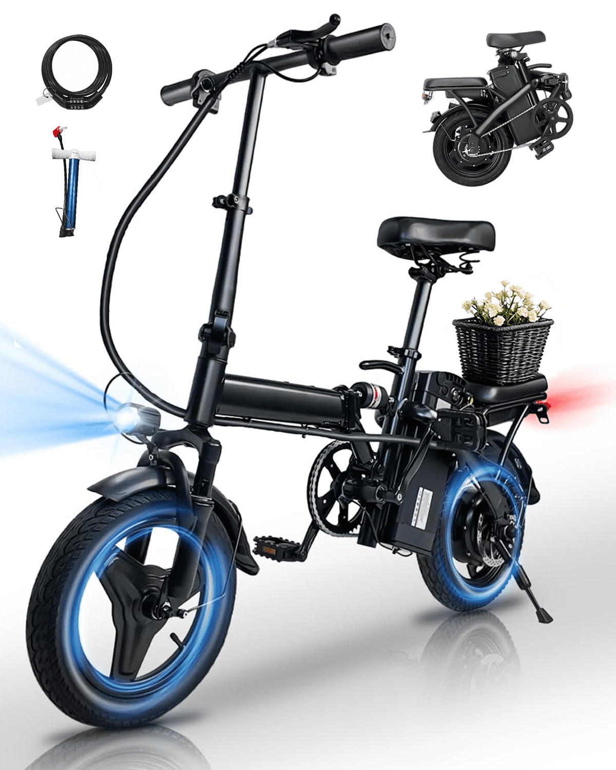 XKJQTA Electric Bike for Adults, 500W Brushless Motor Commuter Ebike with Removable Battery (Black, One Size) rpi4j