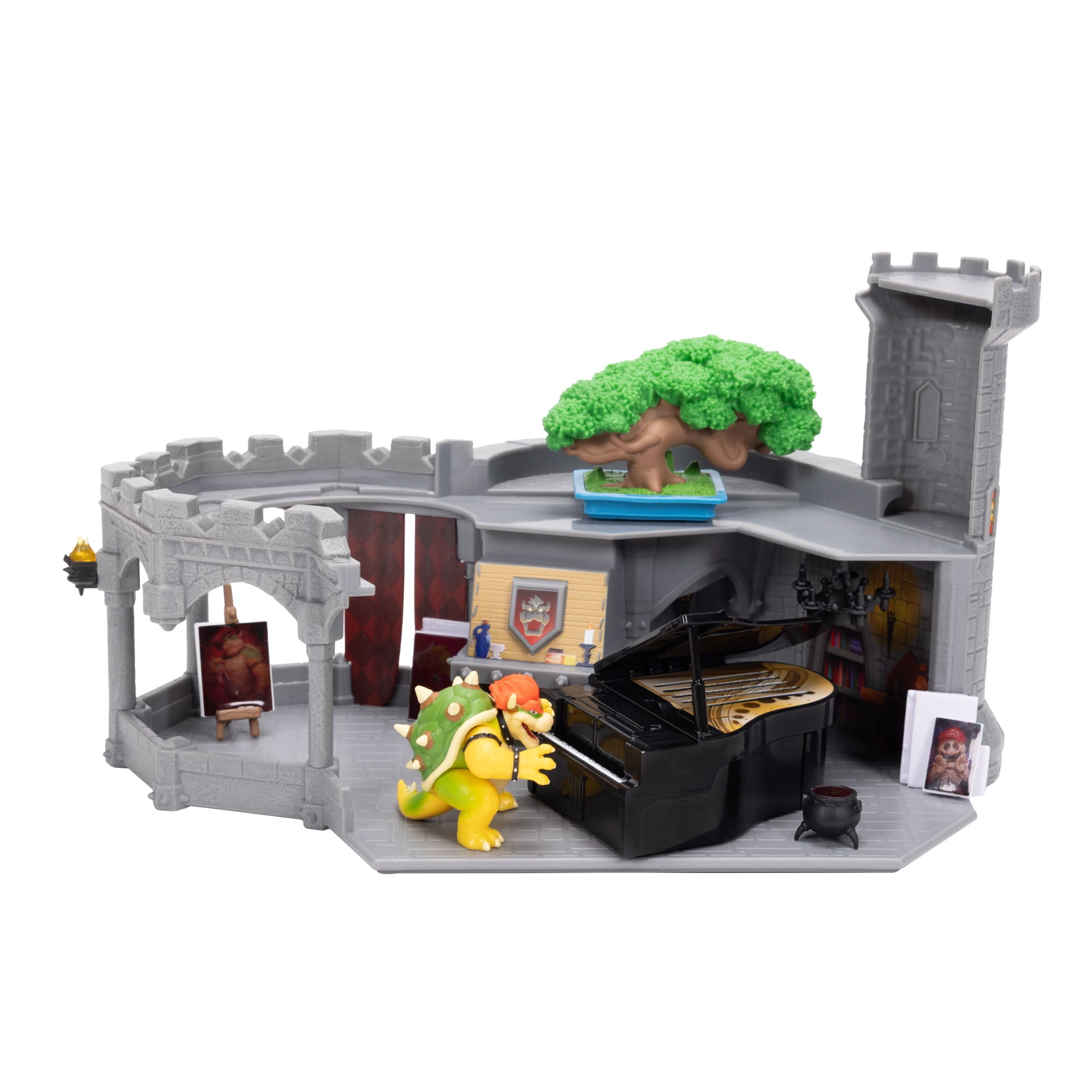 Super Mario Deluxe Bowser Castle Playset with Articulated Figure and Interactive Accessories (12 in) z46tl