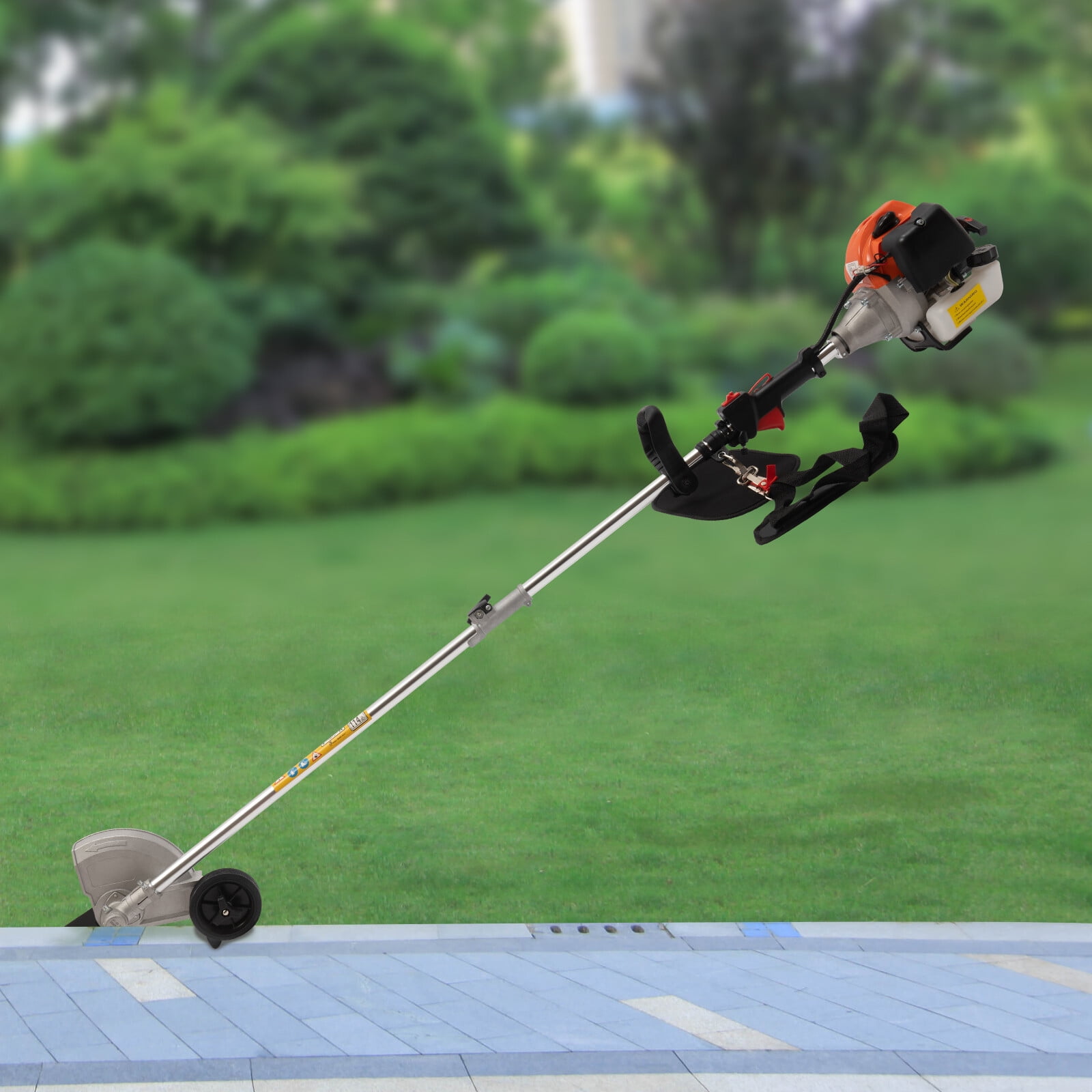 Miumaeov Gas-Powered Weed Eater, Brush Cutter and Lawn Edger with Dual Blade Heads (Red, 33cc) idyqp