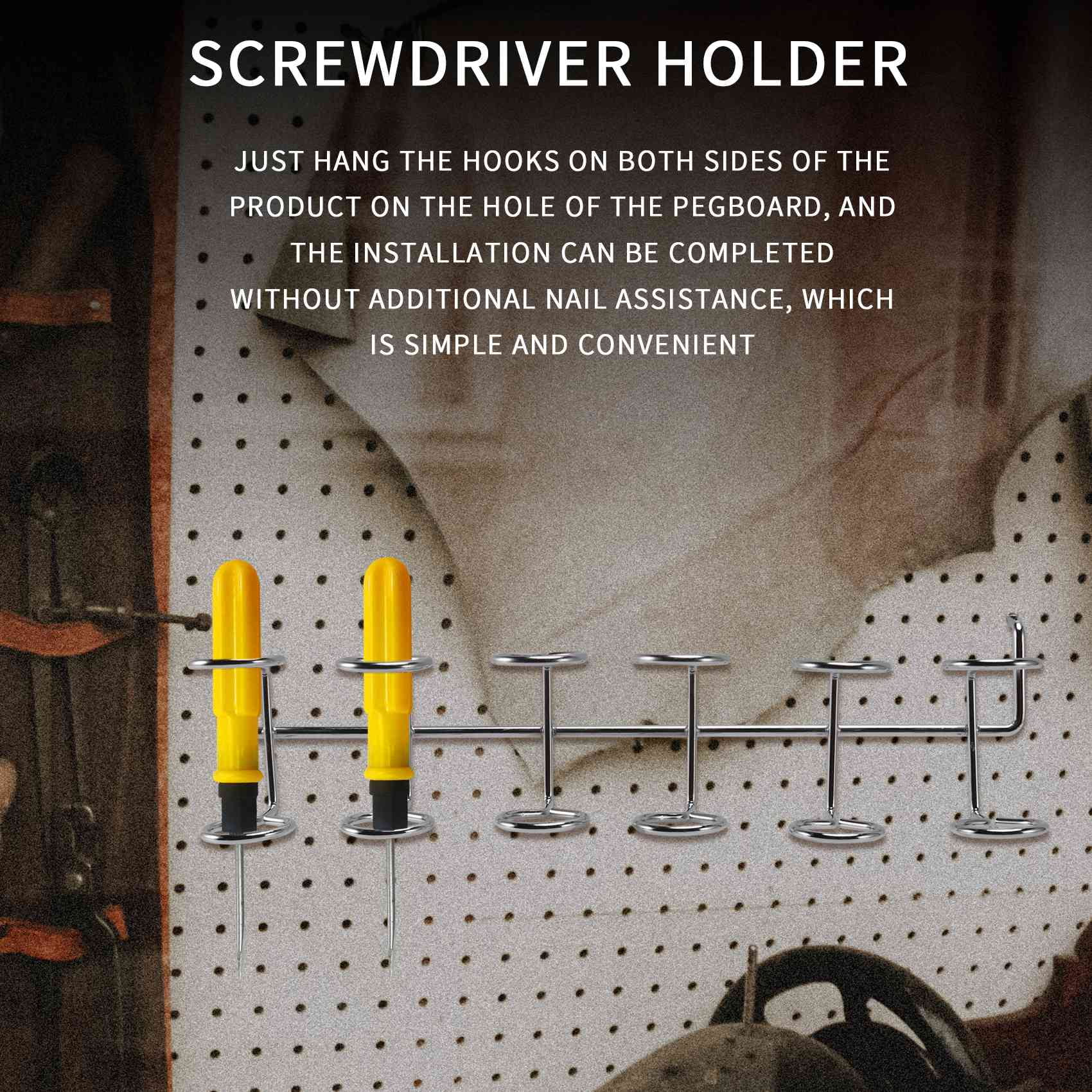 Generic Screwdriver Holder Pegboard Multi-Tool Organizer Rack (Silver, 2 Pack) 66h9x - Image 2