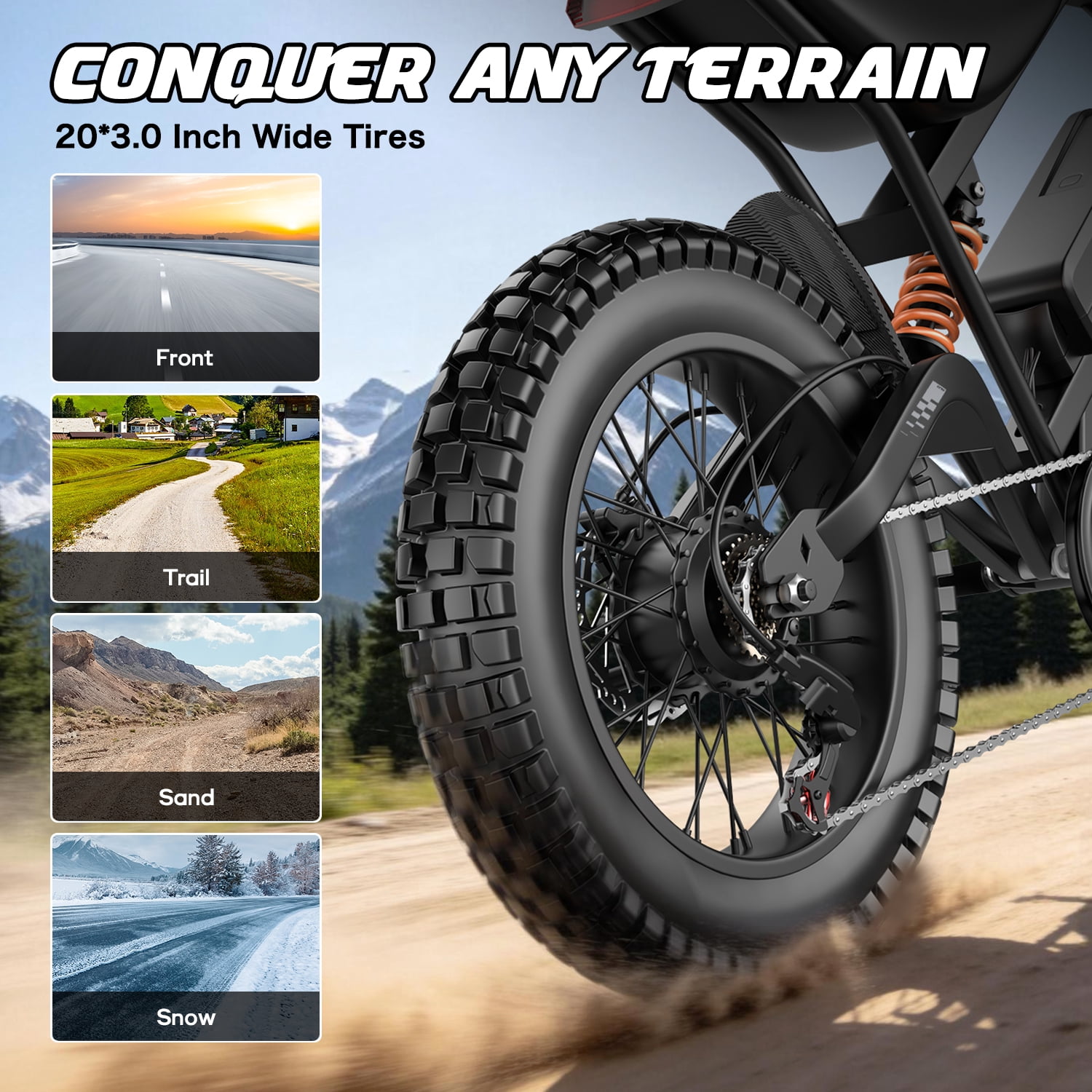 GWEIT Electric Mountain Bike for Adults, 2500W Peak Motor, 20 in Fat Tire E-Bike, Dual Suspension, 48V 25Ah Battery (Black, 20 in) njnt4