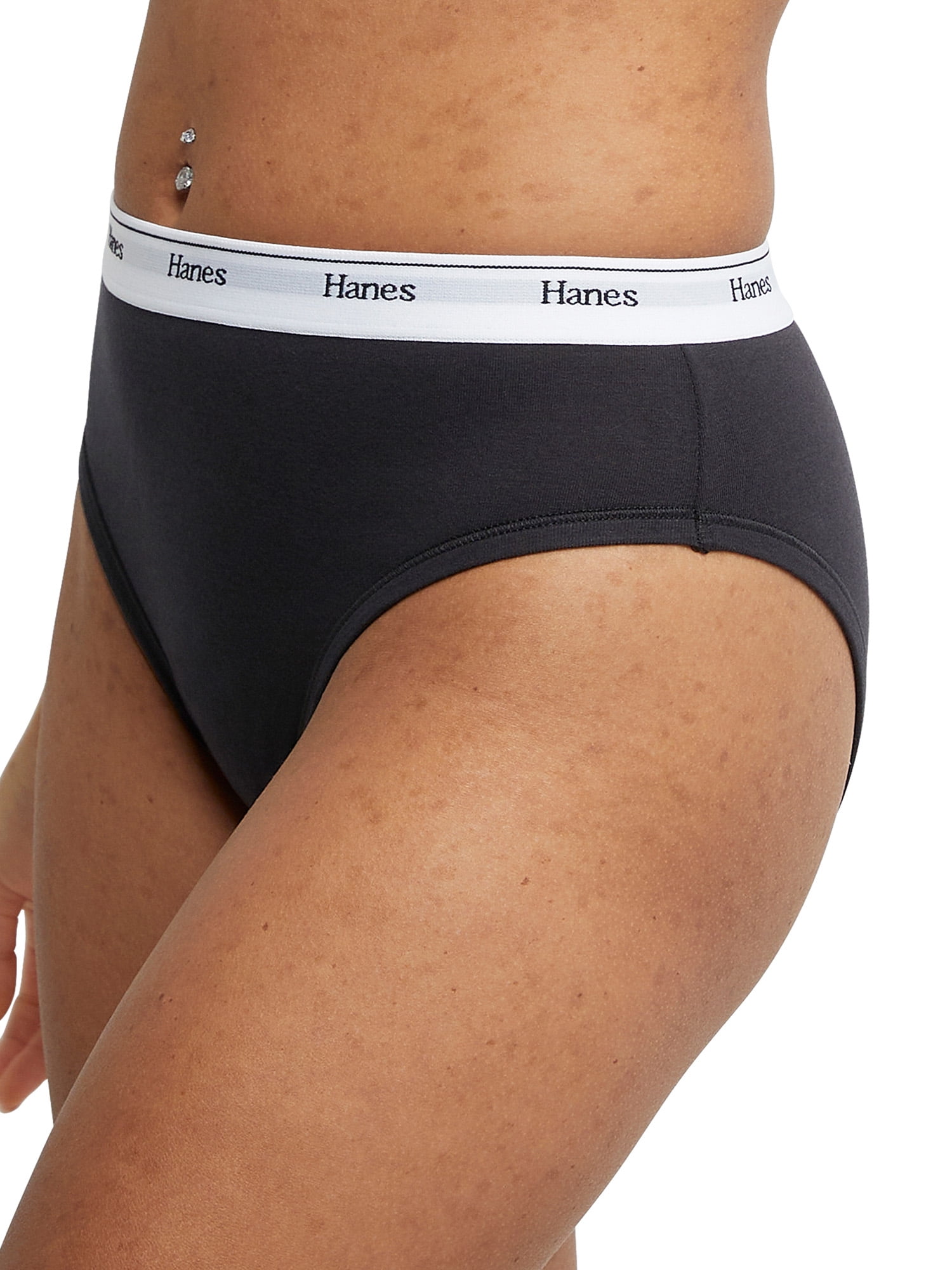 Hanes Womens Originals Hi-Cut Panties Breathable Stretch Cotton Underwear (Assorted, 6-Pack) ld6tw