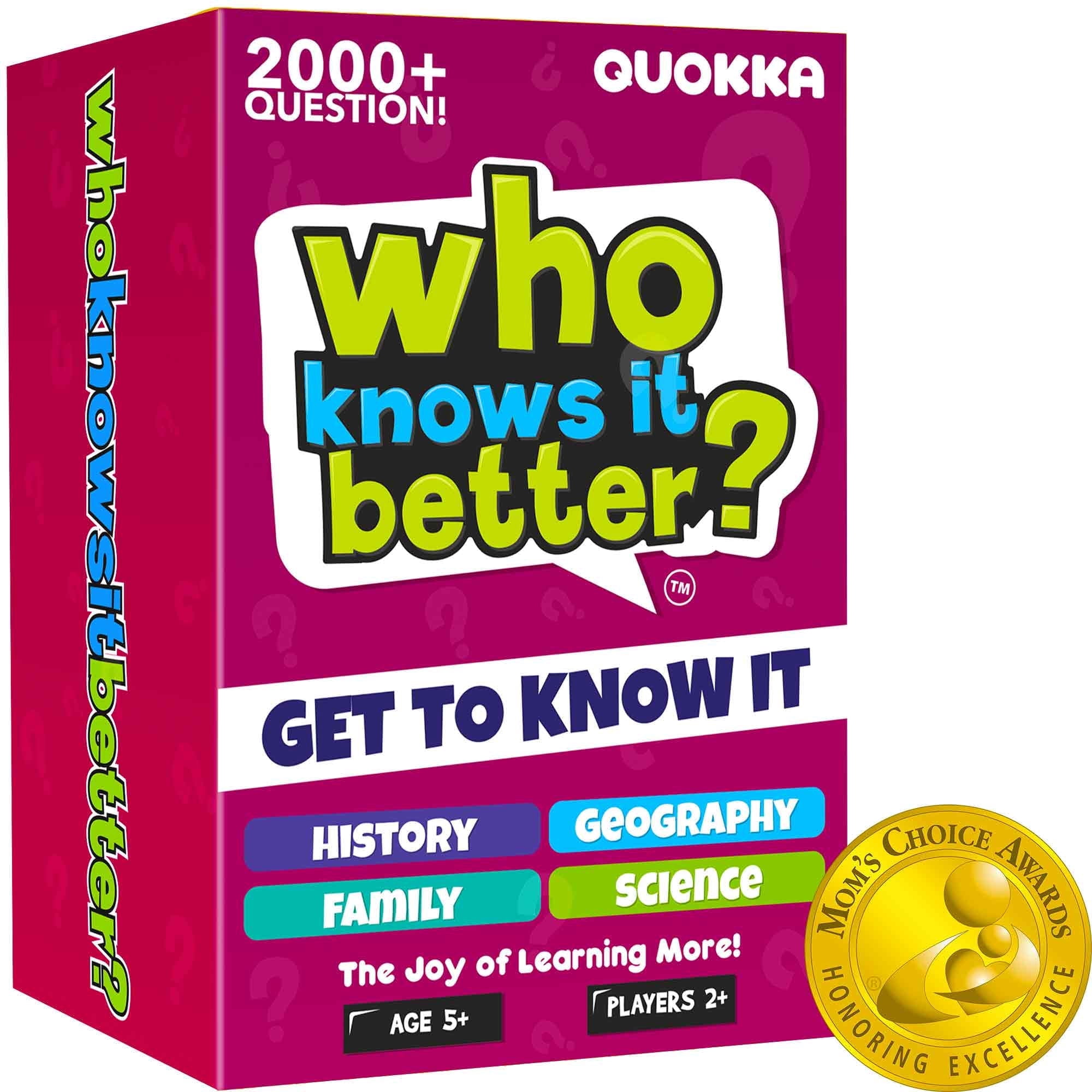 Quokka Family Quiz Card Game Educational Learning Activity Set (2000 Questions, 4 Sets) 8nx36