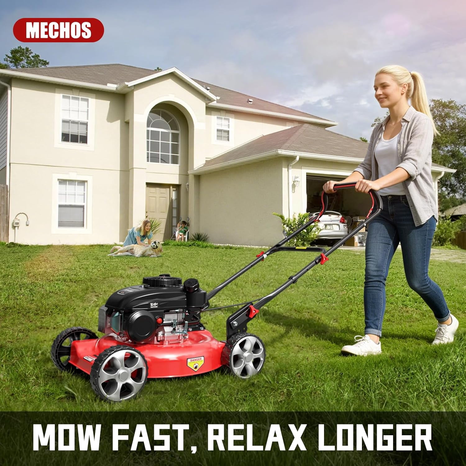 Datingday 20 in 144cc 4-Cycle Gas Walk Behind Lawn Mower (Red, 20 in) pc95t
