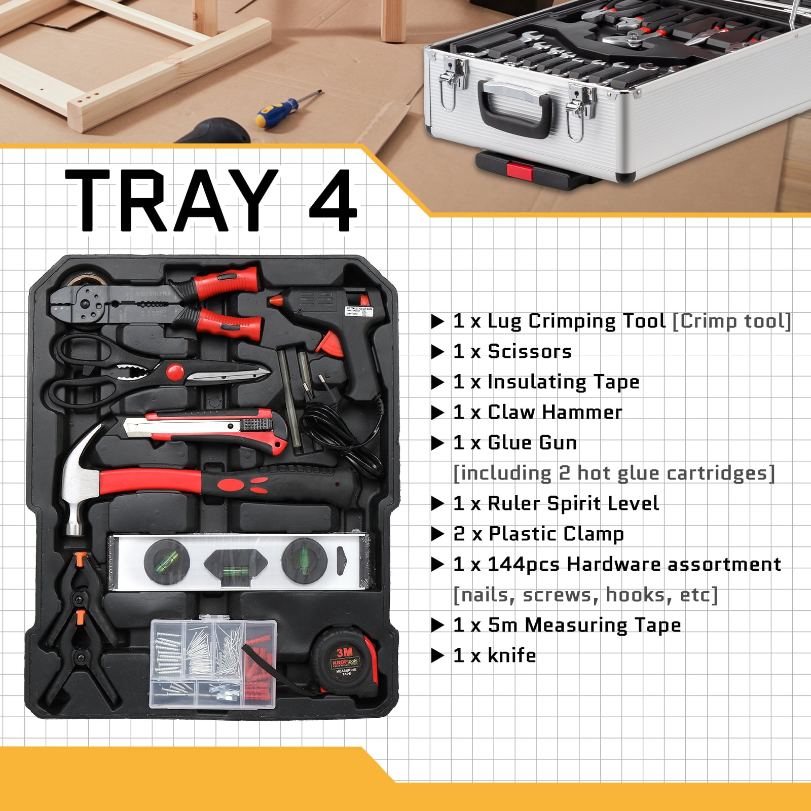 UBesGoo 799-Piece Household Mechanics Tool Set with Rolling Trolley Case (Silver, 799 Pieces) gk1n1