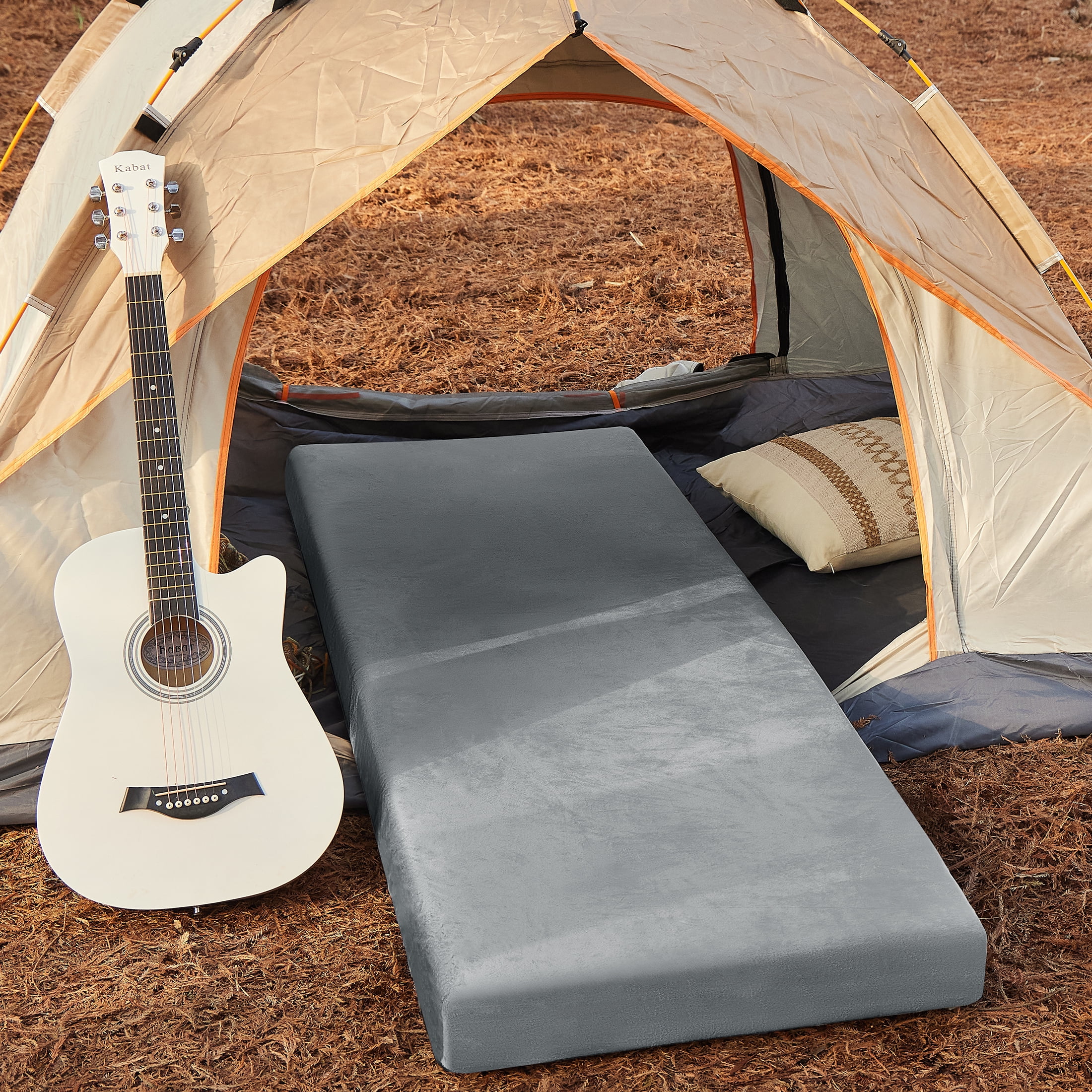 Teler CertiPUR-US Memory Foam Camping Mattress Pad, Portable Roll-Up Sleeping Mat for Tent, Car, and SUV (3 in Thick, Twin XL 80x38 in) 2wu2u