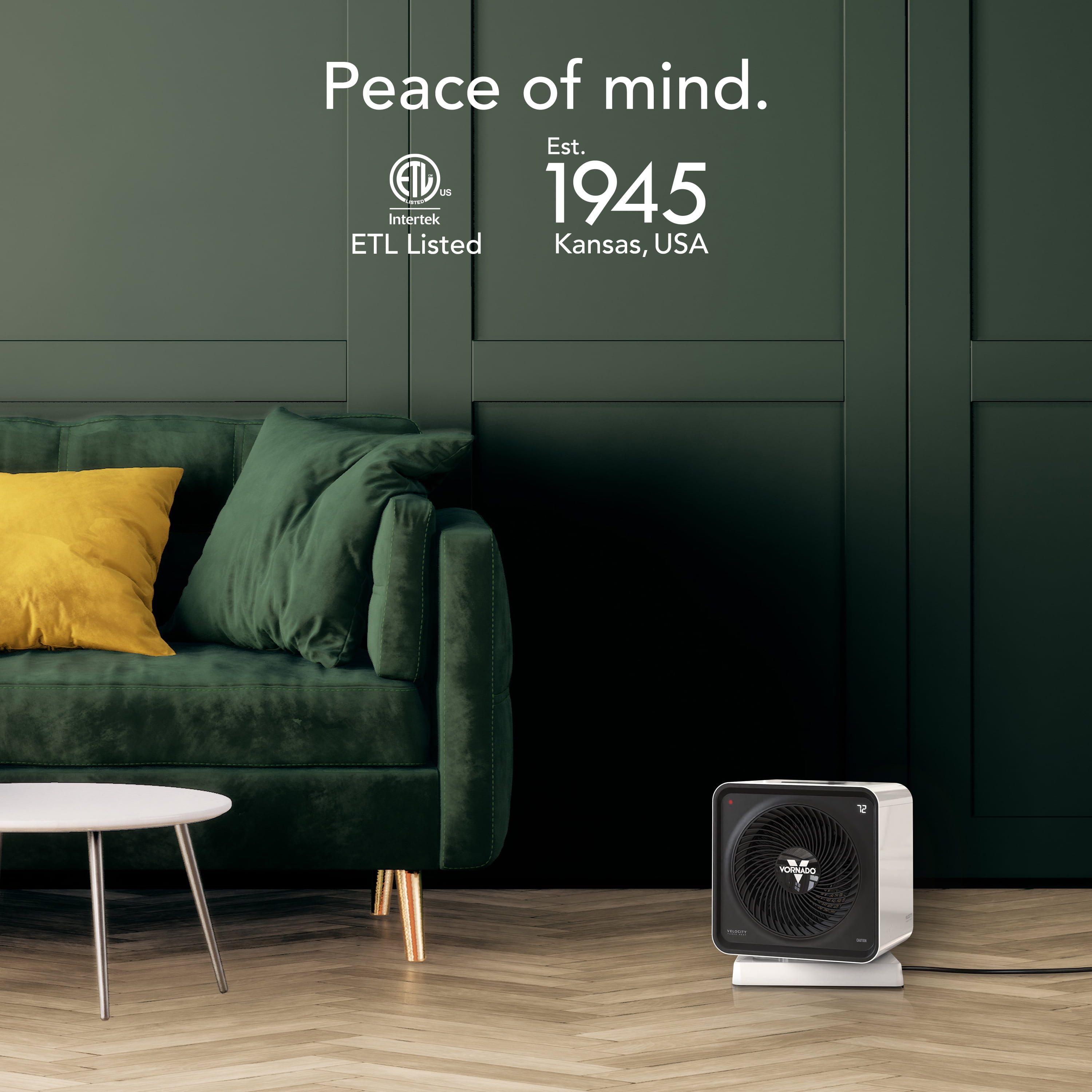 Vornado Velocity CUBE 5 OSC Whole Room Space Heater with Vortex Heat Circulation and Remote Control (White) fslnz