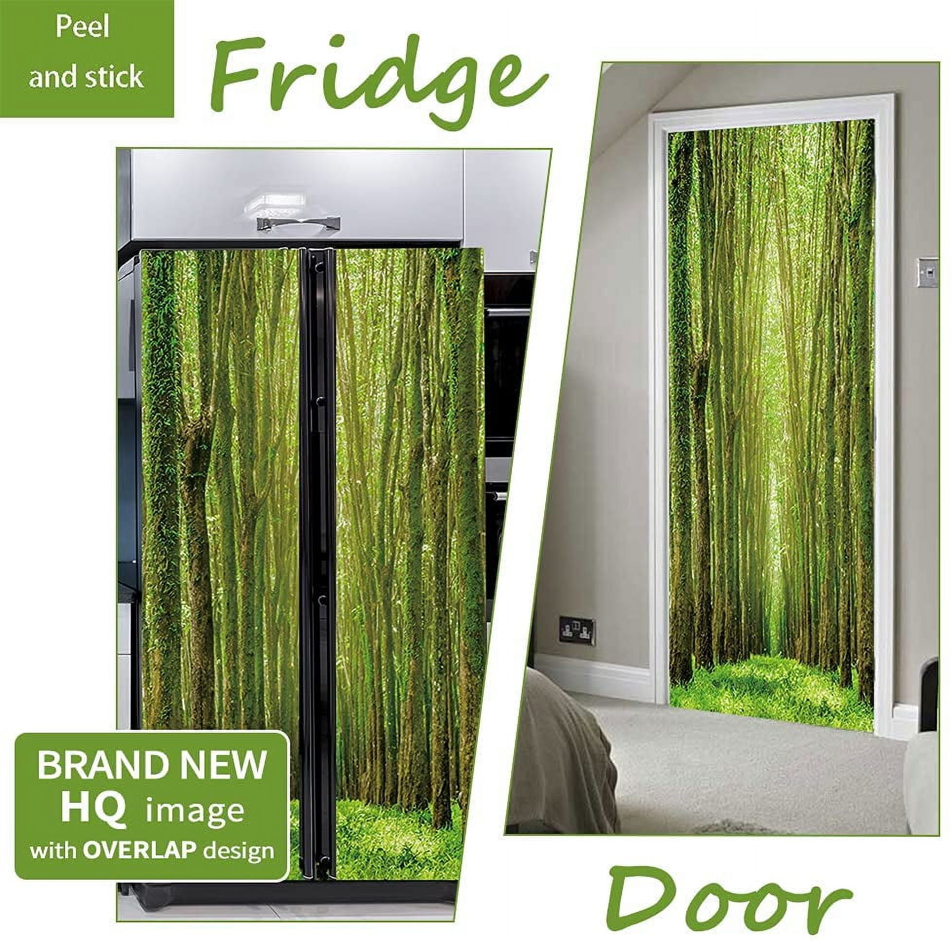 OUOU Refrigerator Door Wrap Vinyl Sticker Peel and Stick Mural (Beige, 24 in x 72 in) skhfl