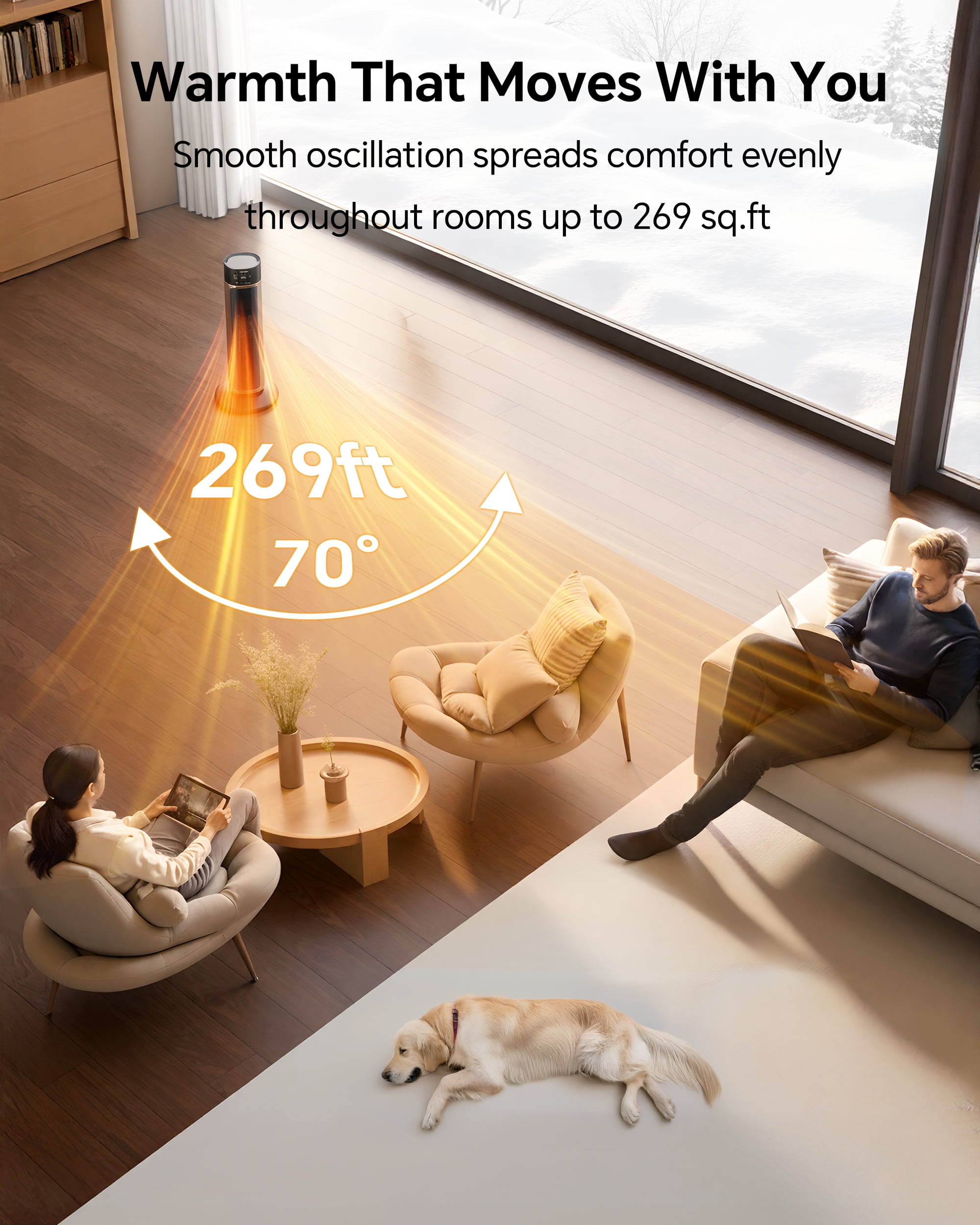 Lairy 1500W Electric Tower Space Heater with Remote and Adjustable Thermostat (Black, 24 in) i73d6