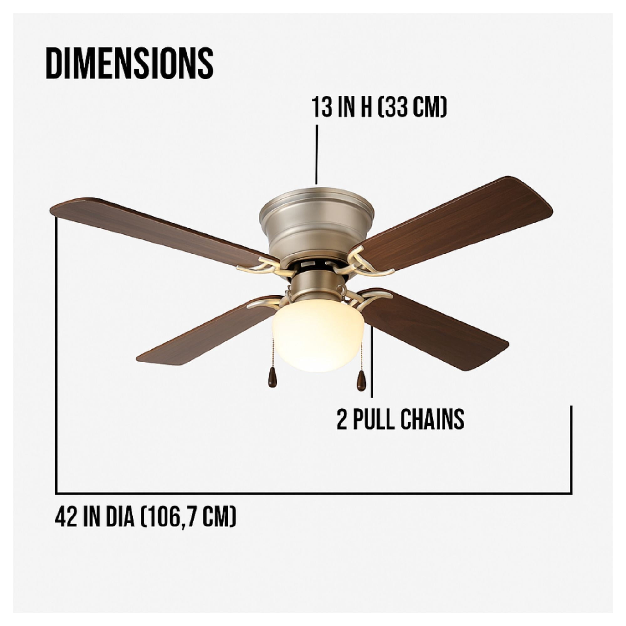 Mainstays Indoor Ceiling Fan with Light Kit (Satin Nickel, 42 in) 1cuc9