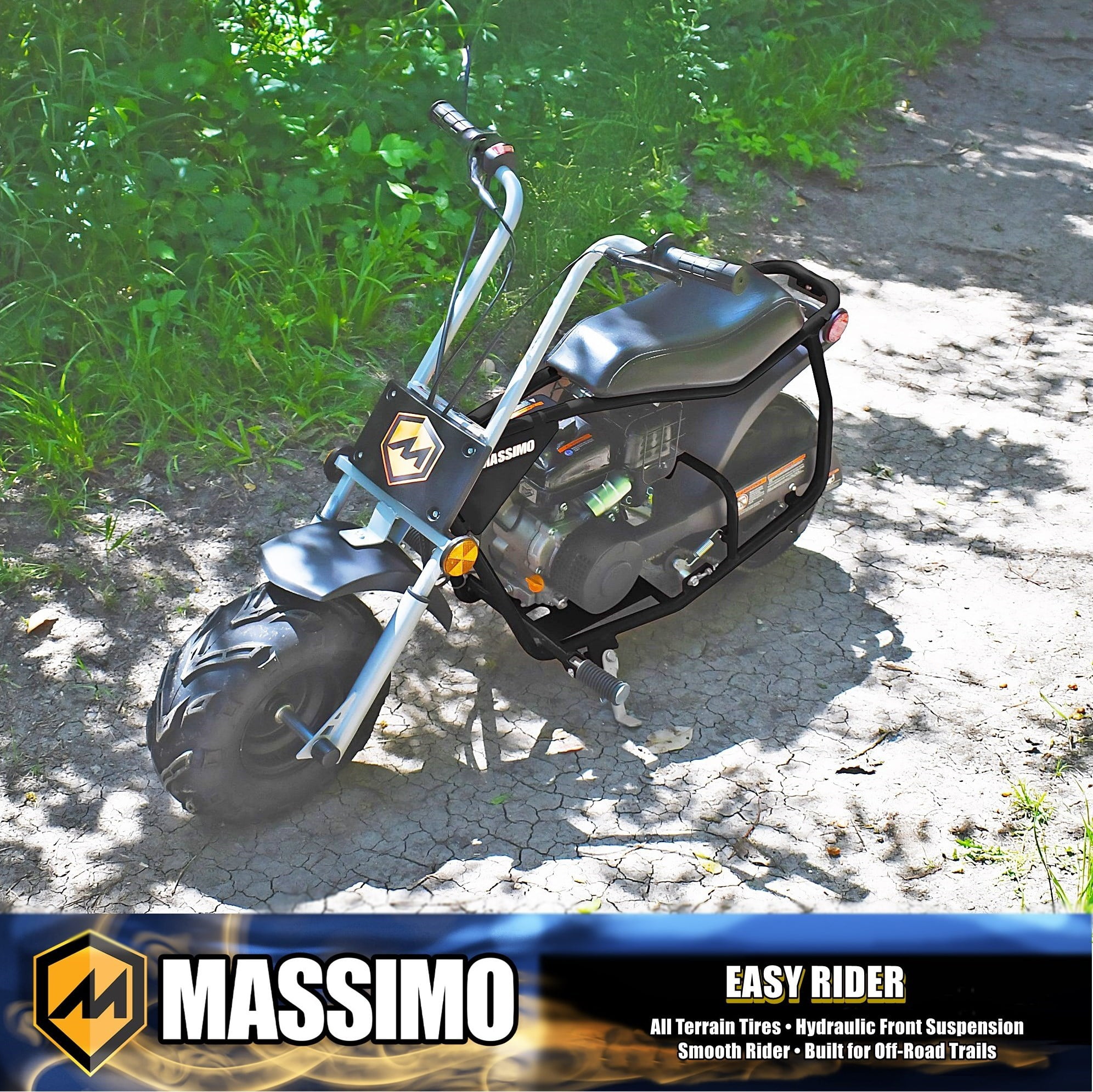 Massimo MB100 Minibike 79cc 2.5HP Gas Powered Off-Road Trail Bike (Black, 50 in x 24.2 in x 34.6 in) y0017