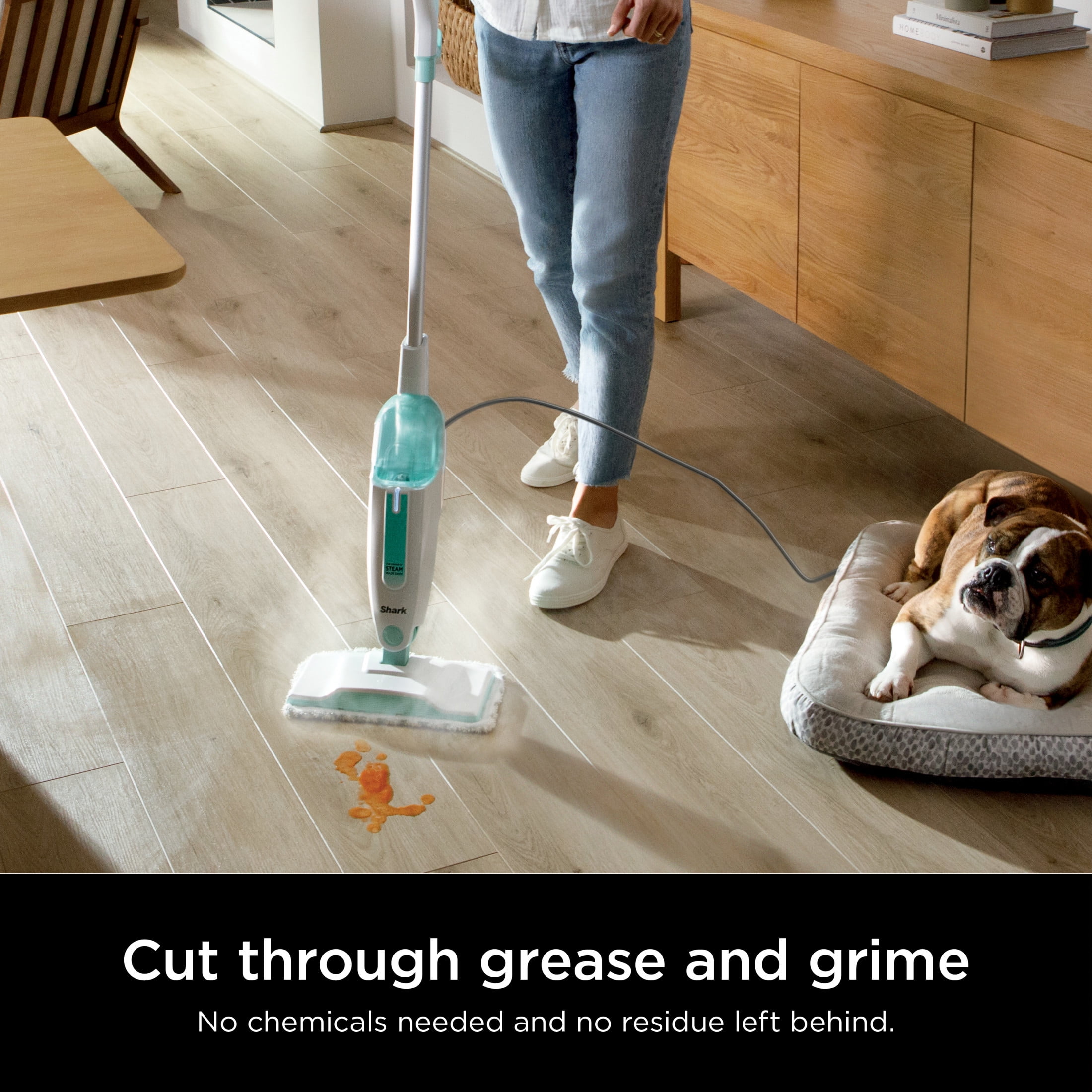 Shark Steam Mop, Corded Hard Floor Cleaner, Chemical-Free Sanitization, Lightweight Design (White, 18 ft Cord) rk0do