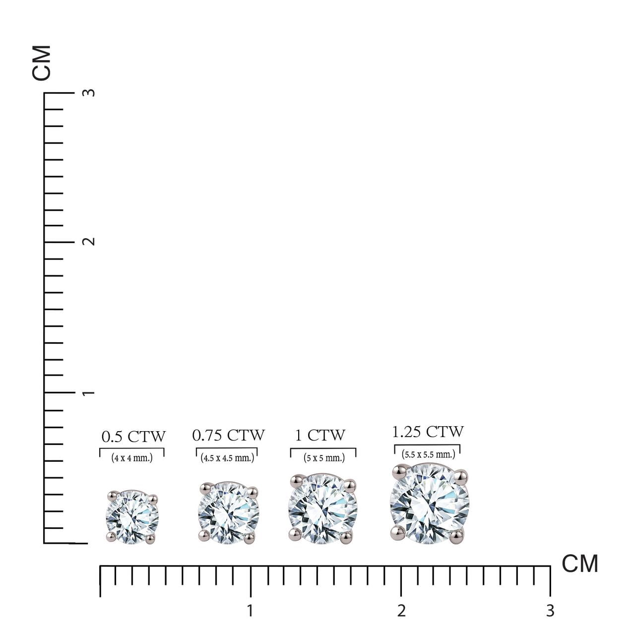 JeenMata Lab Grown Diamond Solitaire Stud Earrings Round Cut 18K White Gold Plated (White, 0.50 Carat) uzrzh