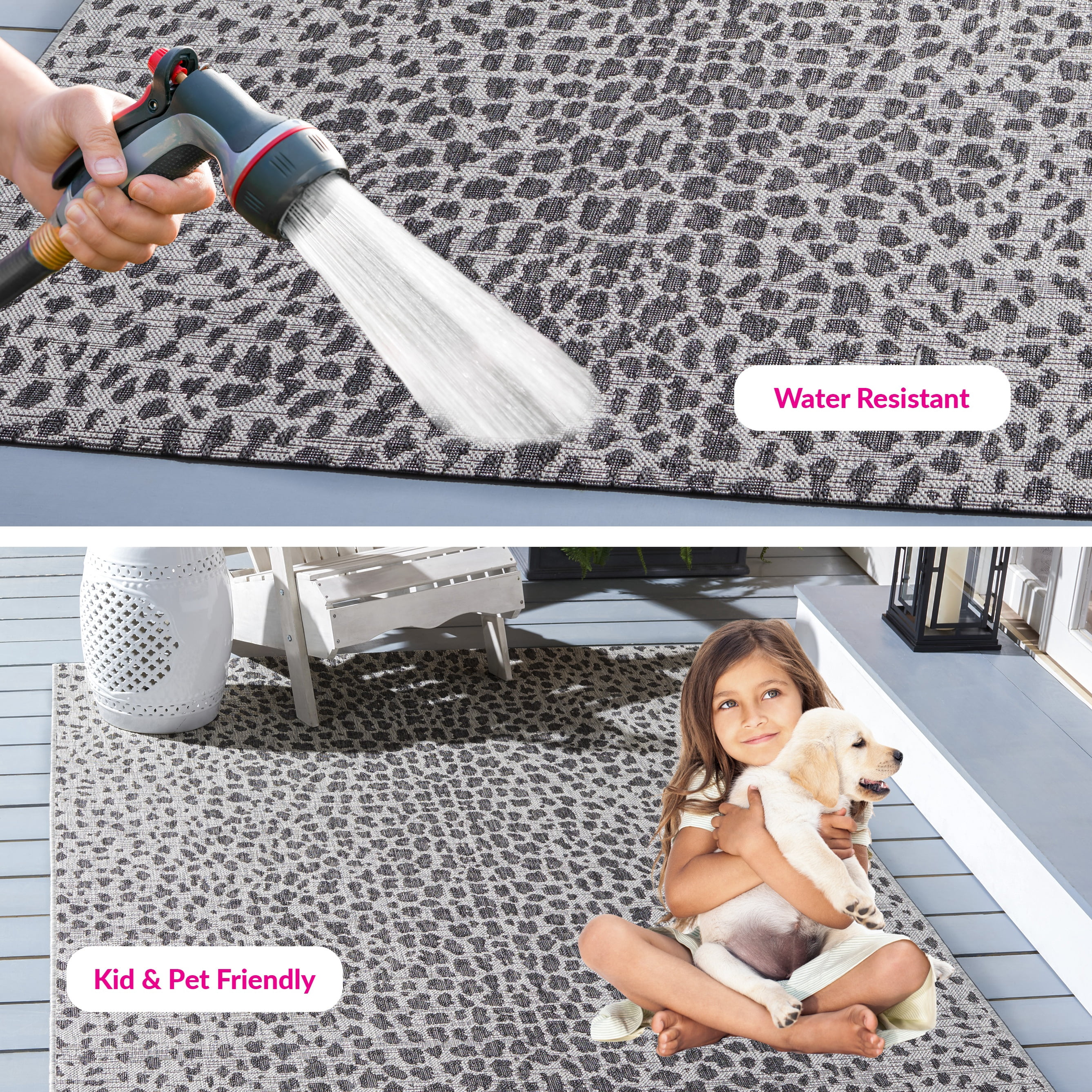Safavieh Courtyard Karina Animal Indoor/Outdoor Area Rug (Gray/Black, 5 ft 5 in x 7 ft 7 in) xroi9
