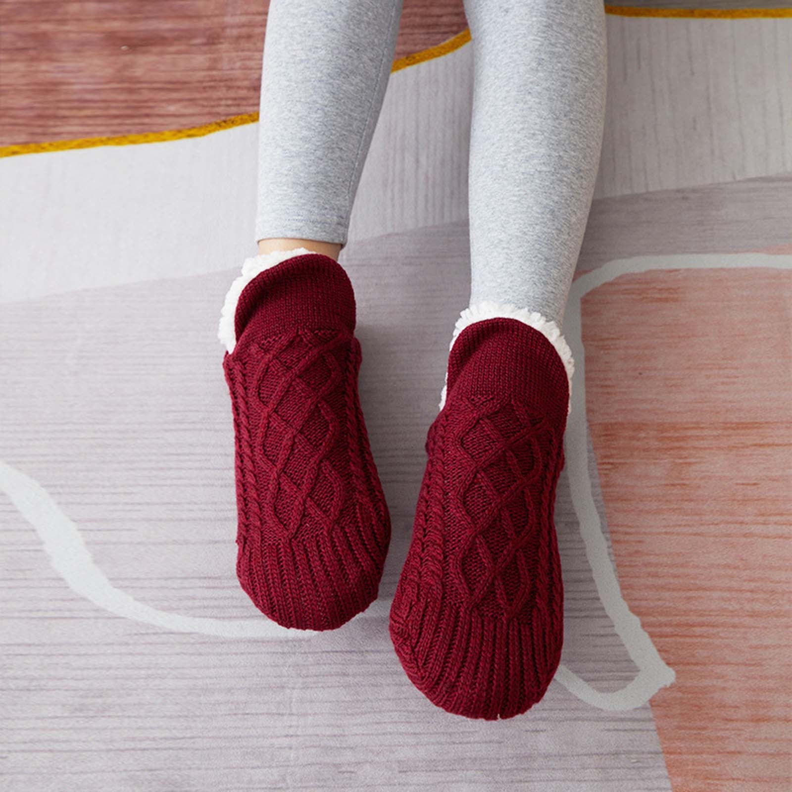 Leesechin Women's Thermal Indoor Slipper Socks (Non-Slip Grip, One Size) pqsqk