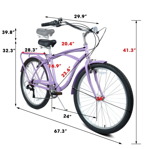 RAISTYW 26 in Cruiser Bike for Women, 7-Speed Commuter Bicycle with Rear Rack and Fenders (Purple, 26 in) cubzo