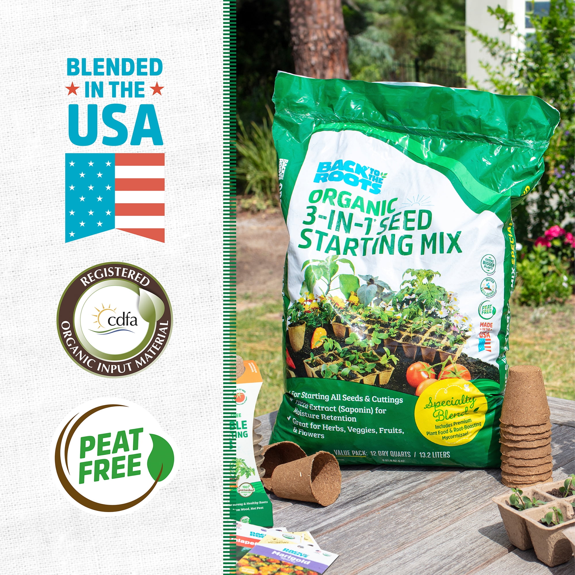 Back to the Roots Organic 3-in-1 Seed Starting Mix, Premium Soil Blend for Indoor and Outdoor Gardening (12 qt) k5mgu