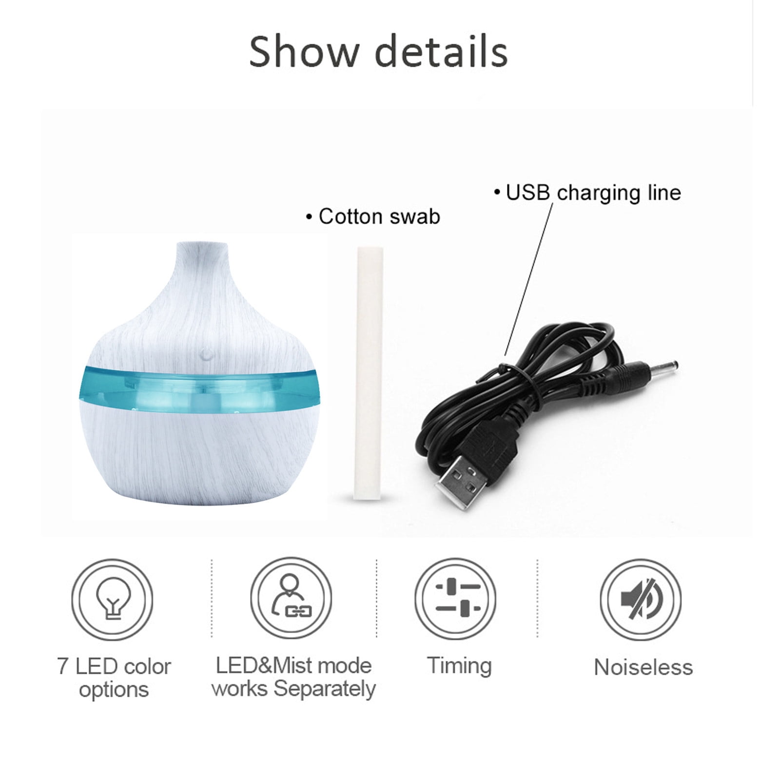 YiFudd Aromatherapy Essential Oil Diffuser Ultrasonic Humidifier for Large Rooms (White, 16.9 fl oz) 34z8e