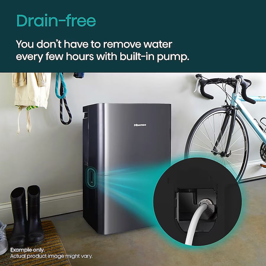 Hisense 50-Pint Dehumidifier with Built-In Pump for Large Spaces (Refurbished, 4500 sq. ft. Coverage) v09nu