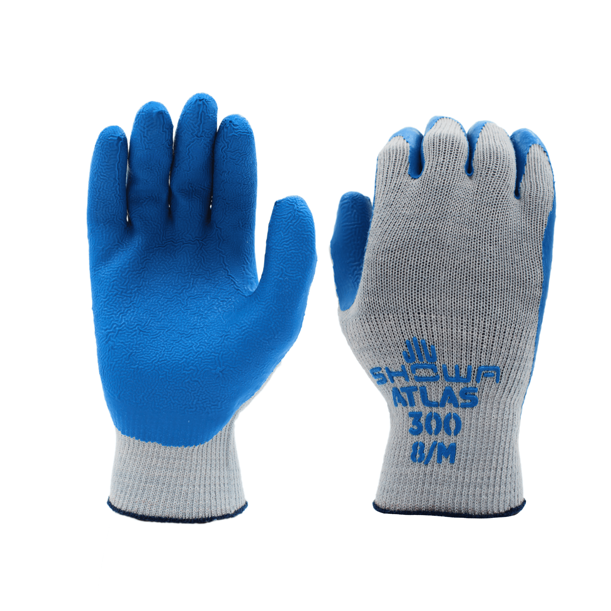Showa Atlas Fit General Purpose Gloves, Durable Rubber Coated Work Gloves (Blue/Gray, Large, 2 Pair) rz2ei