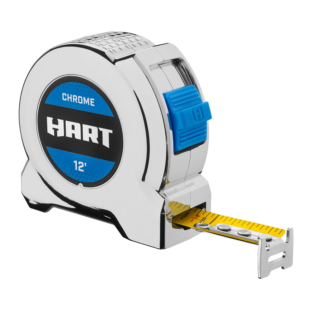 HART Chrome Tape Measure Heavy-Duty Professional Measuring Tool (Silver, 12 ft, 2 Pack) b4njl