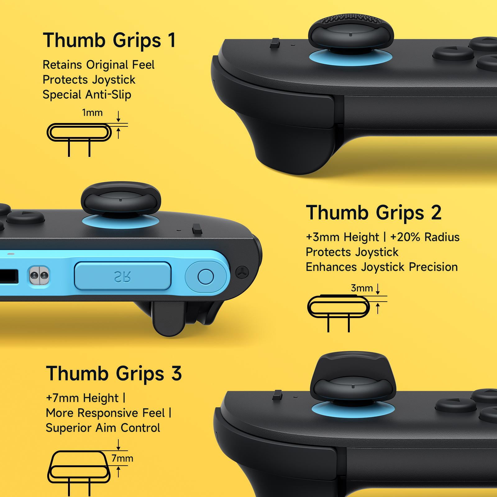 JSAUX Thumb Grips for Nintendo Switch 2 Joy-Con Ergonomic Joystick Caps (Blue/Orange, 3 Pairs) 9n7od