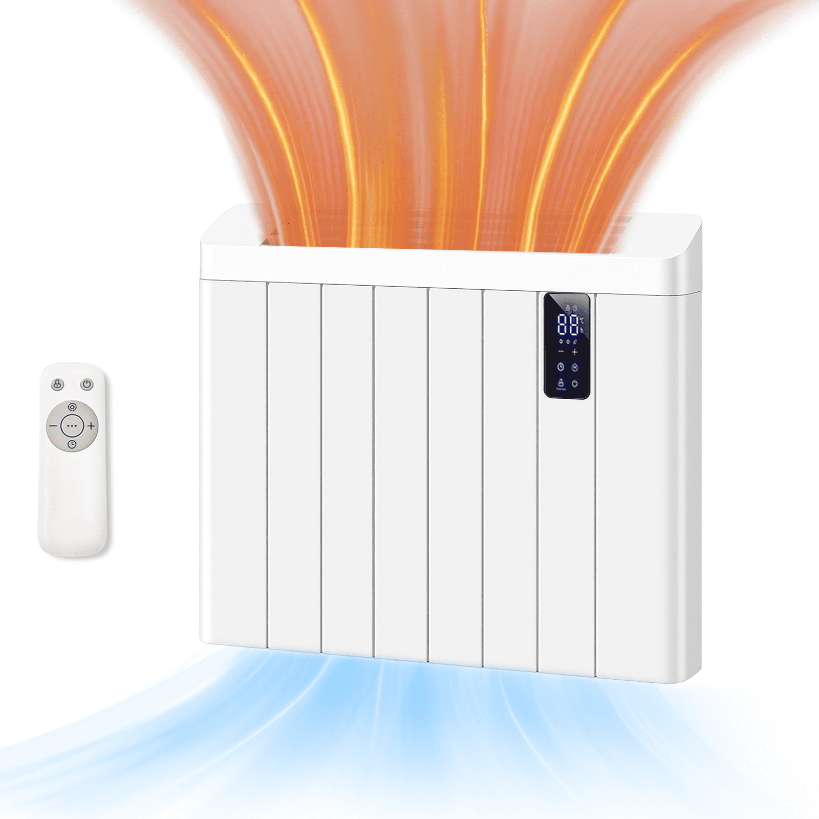 Rocyis 800W Convection Panel Heater, Ultra Quiet Wall Mount Electric Space Heater with Remote & Timer (White, 150 sq.ft) zmuwo