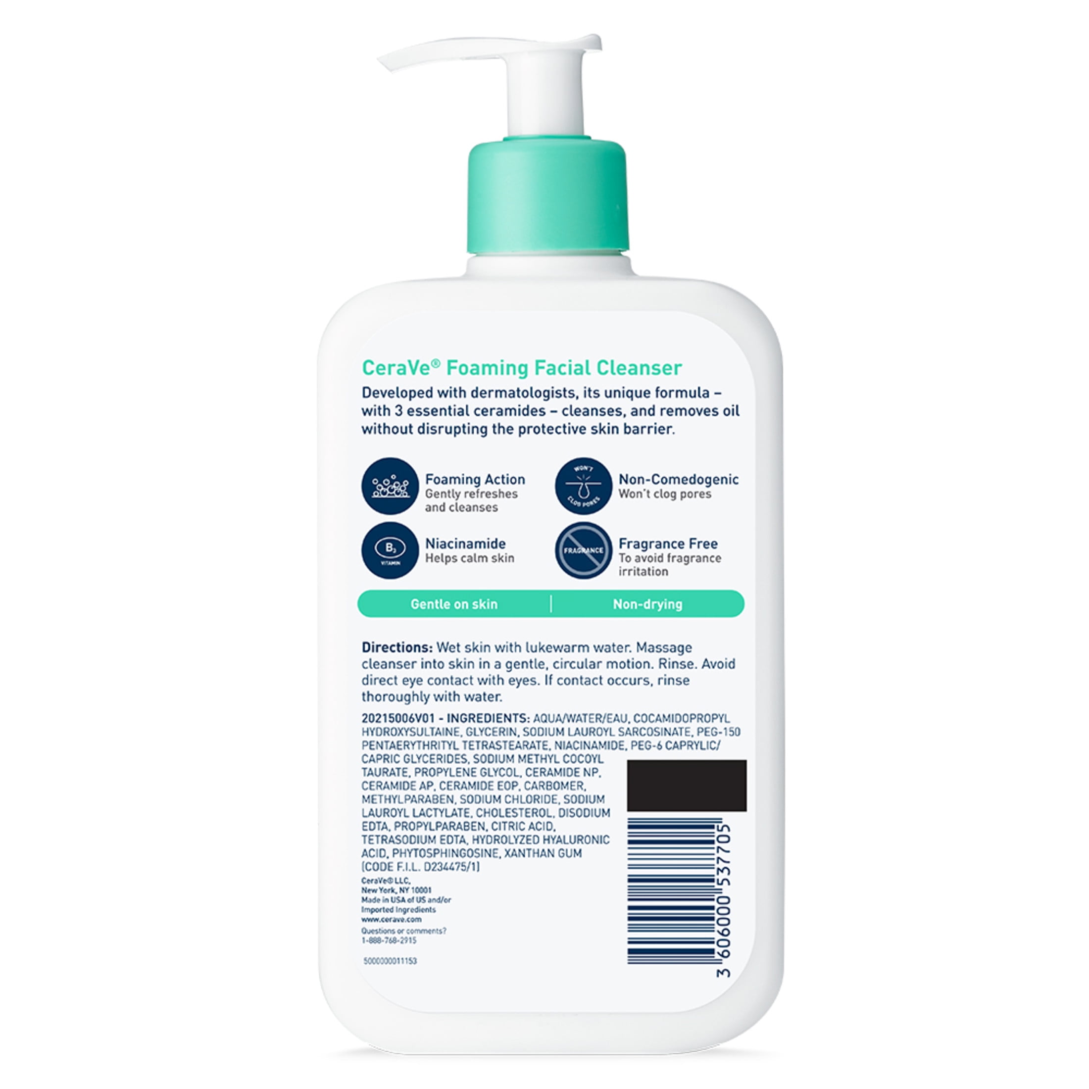 CeraVe Foaming Facial Cleanser Oil Control Face & Body Wash for Normal to Oily Skin (16 fl oz) avfqa