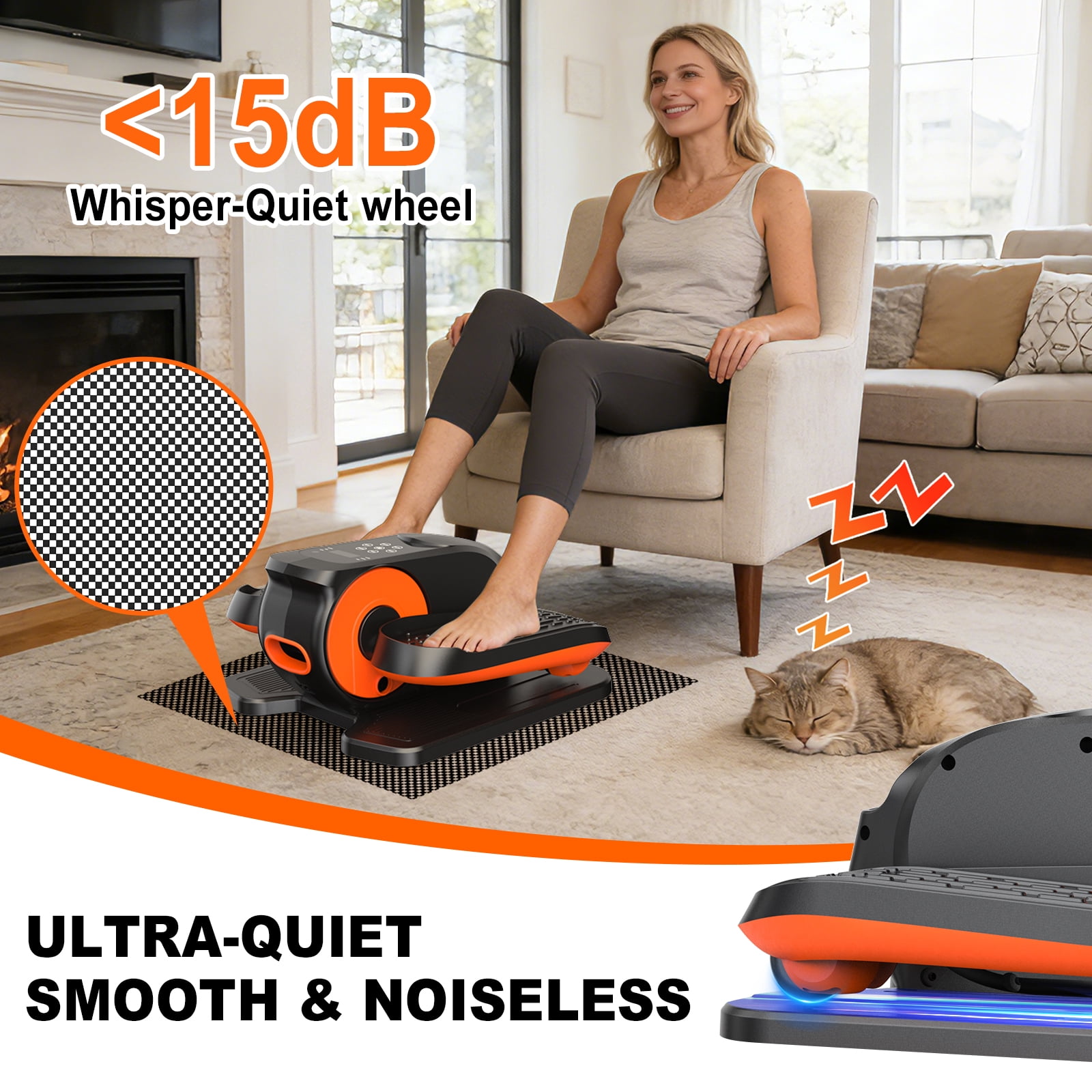 Funslim Under Desk Elliptical Machine, Quiet Electric Seated Pedal Exerciser with Remote Control (Black, 1 Unit) ngog9