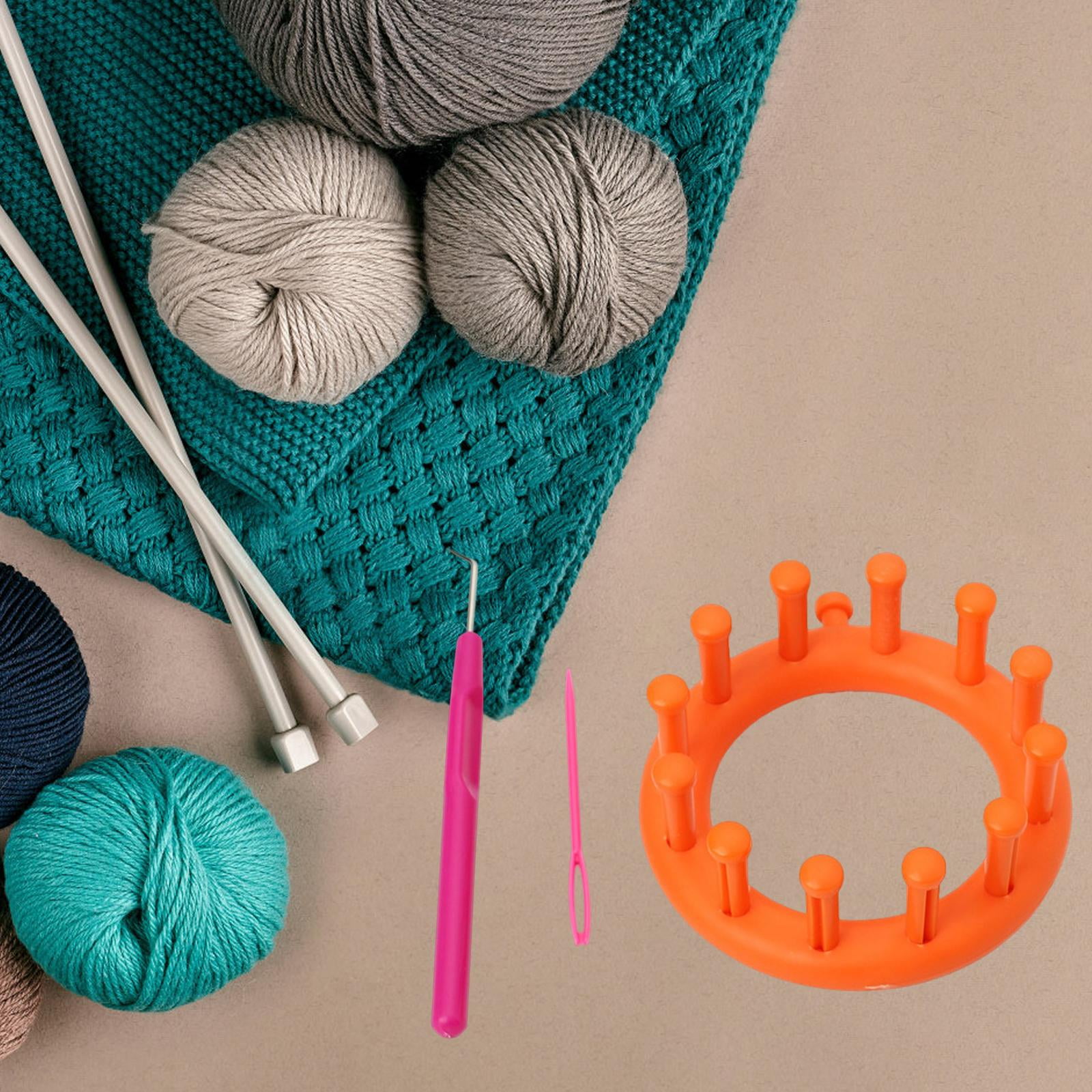 GUOOL Round Knitting Loom Set for DIY Yarn Crafts (Orange, 3.5 in) mow2f