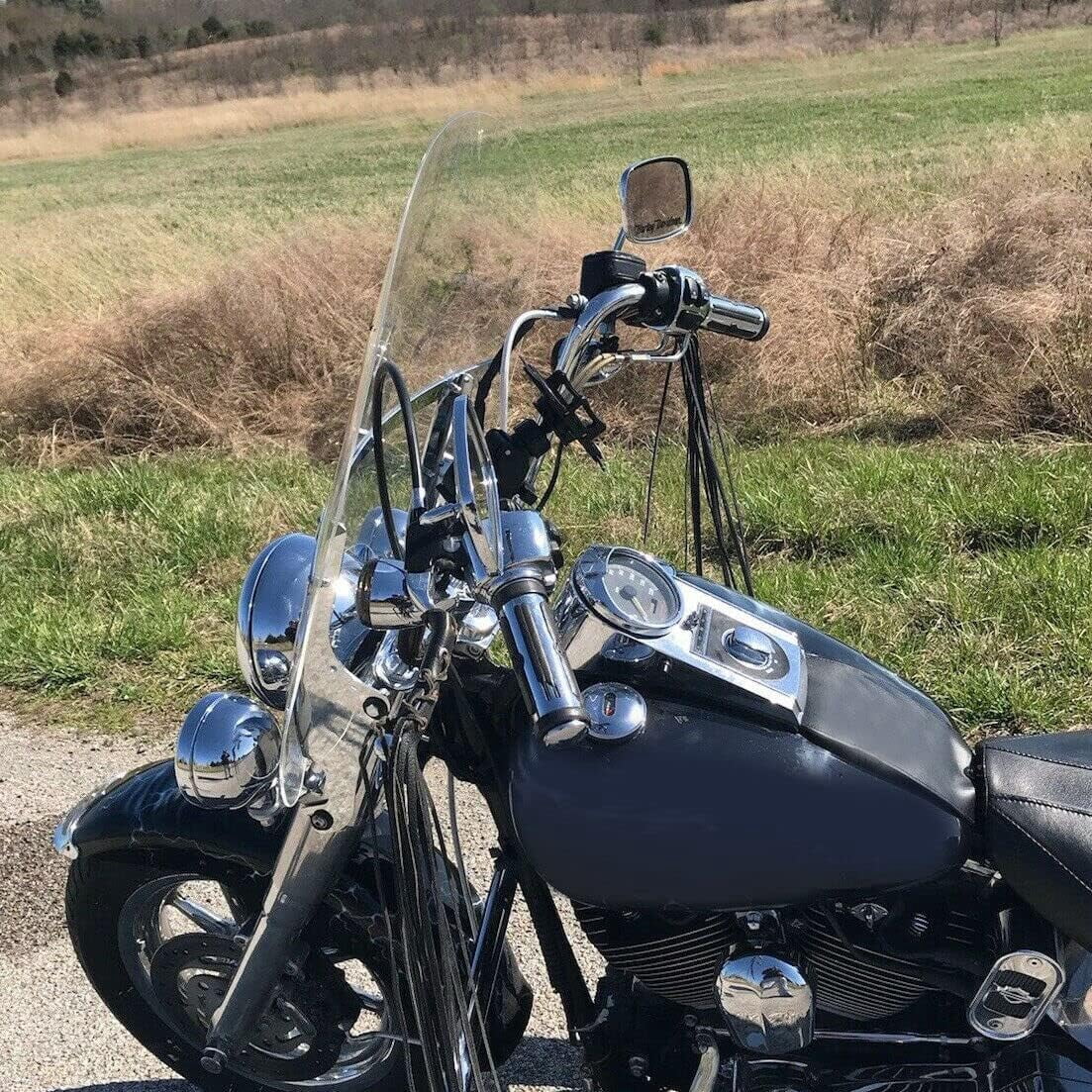 Kojem Motorcycle Windshield for Harley Davidson Softail Heritage Classic FatBoy (Clear, 26.5 in x 23 in) le8js